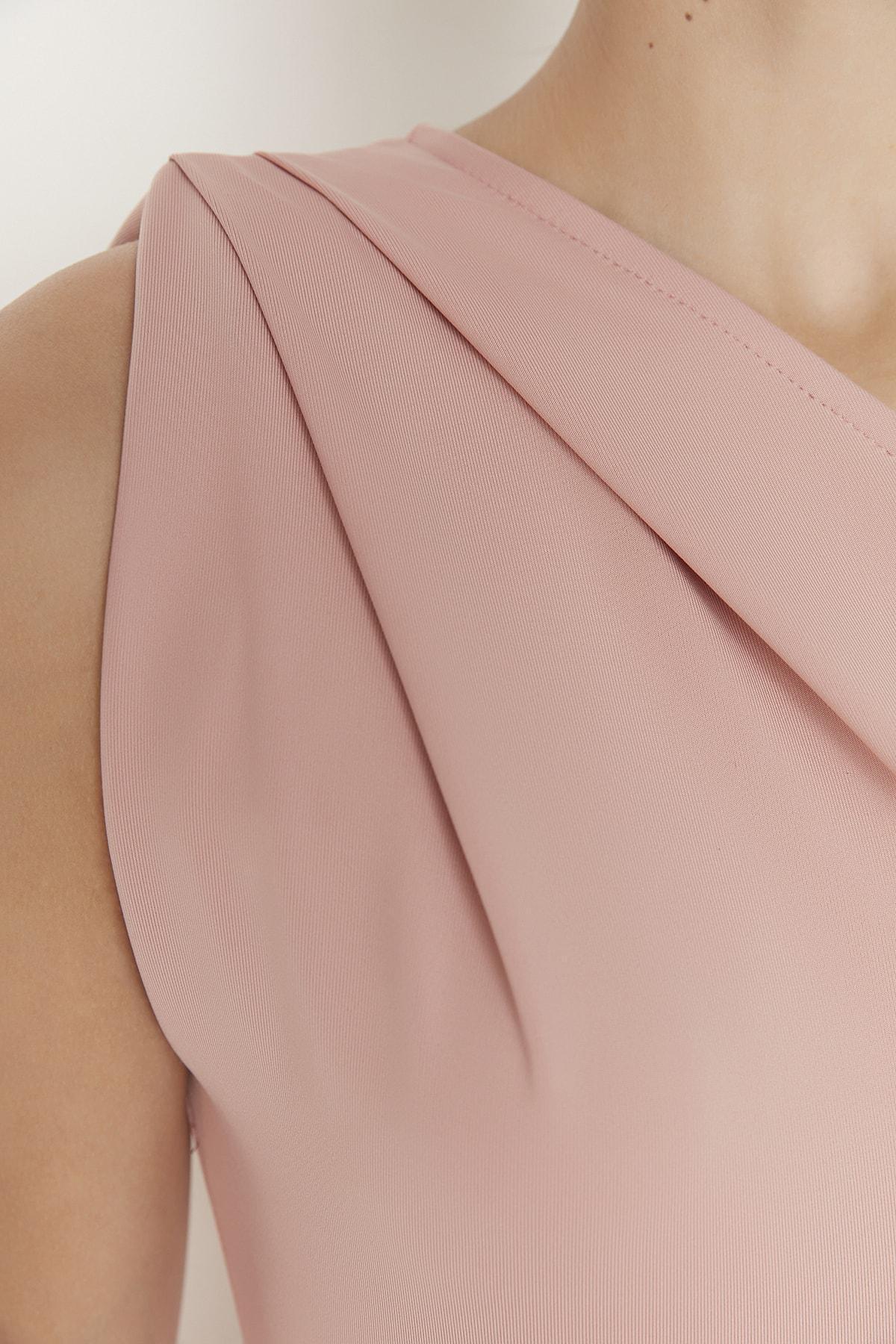 Brown Plain fitted Bodysuit, Pink, large image number 4