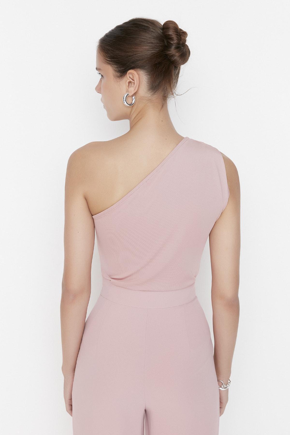 Brown Plain fitted Bodysuit, Pink, large image number 8