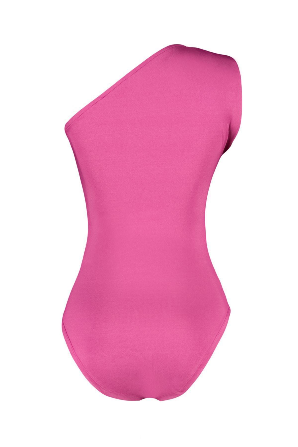 Brown Plain fitted Bodysuit, Pink, large image number 11