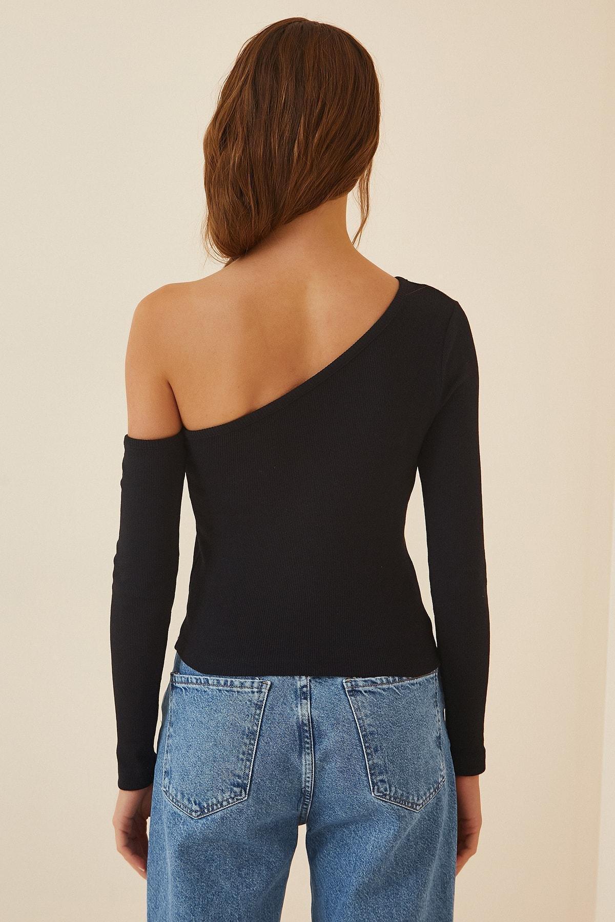Black Ribbed Knitted Blouse, Set Of 2, C101_1458, large image number 4