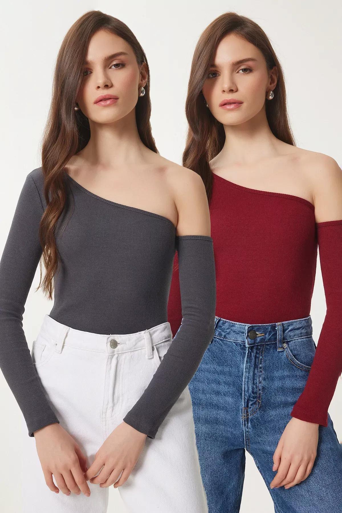 Black Red Ribbed Blouse, C101_7489, large image number 0