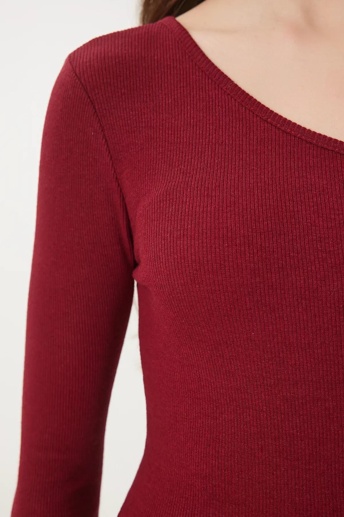 Black Red Ribbed Blouse, C101_7489, large image number 4