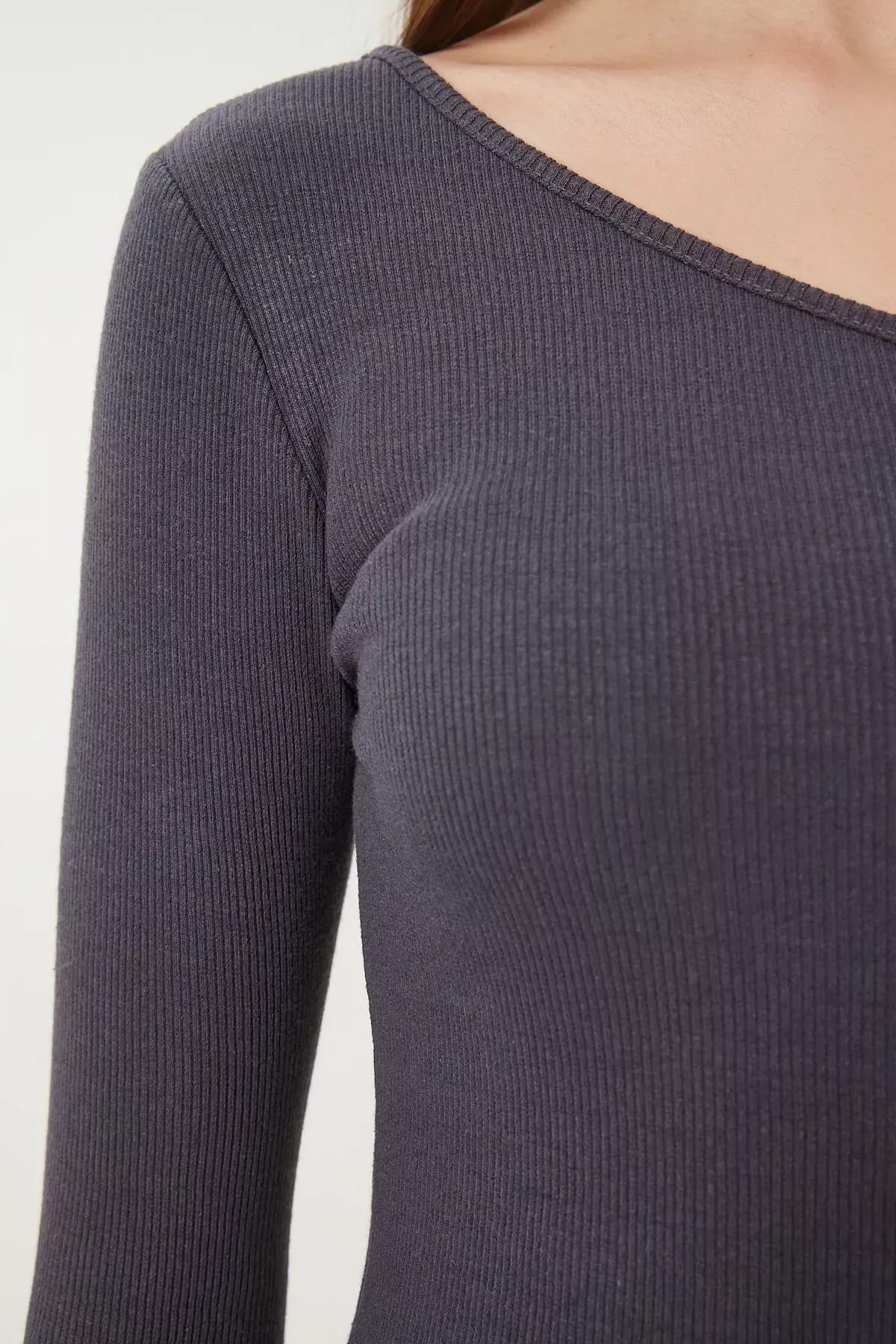 Black Red Ribbed Blouse, C101_7489, large image number 6