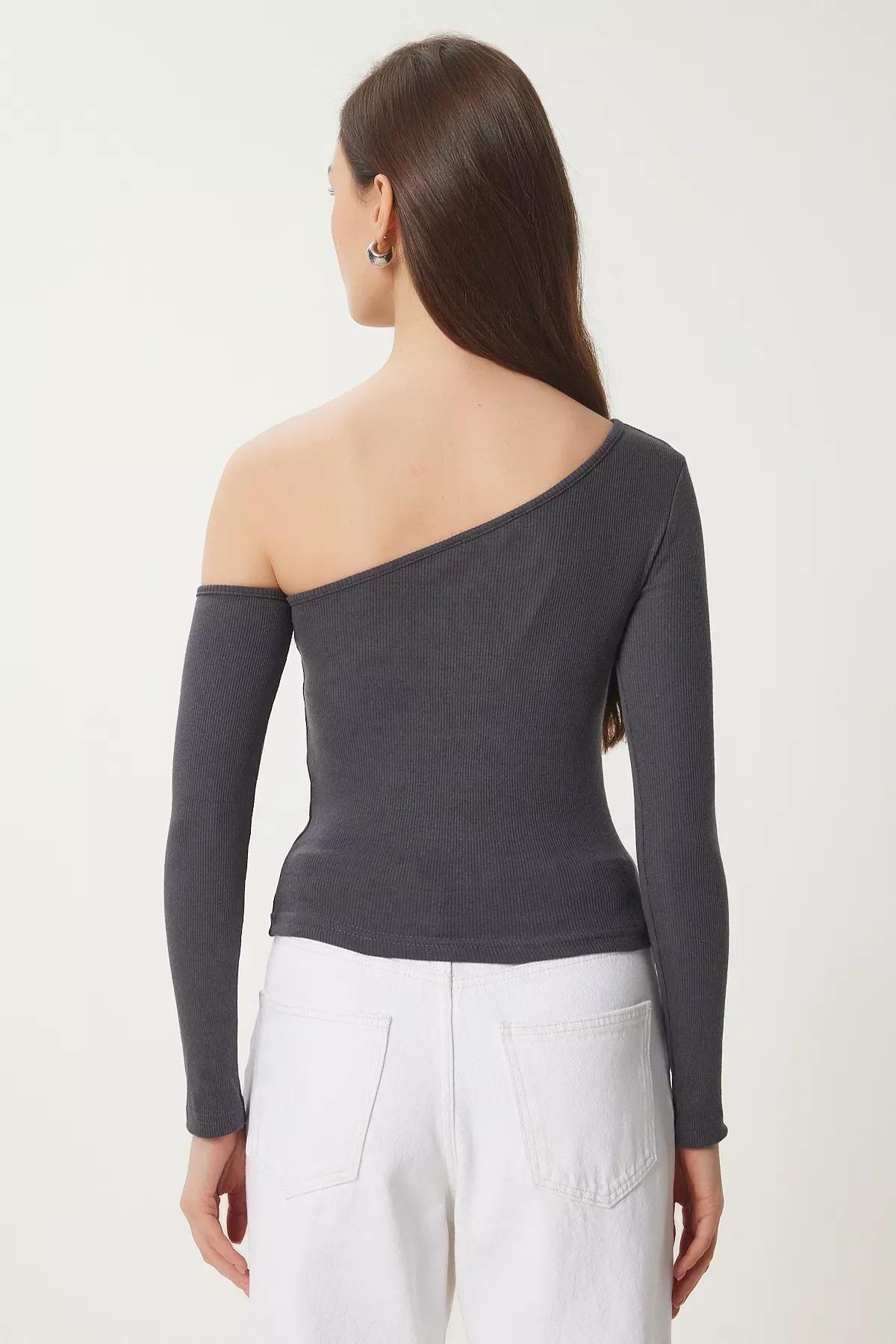 Black Red Ribbed Blouse, C101_7489, large image number 7