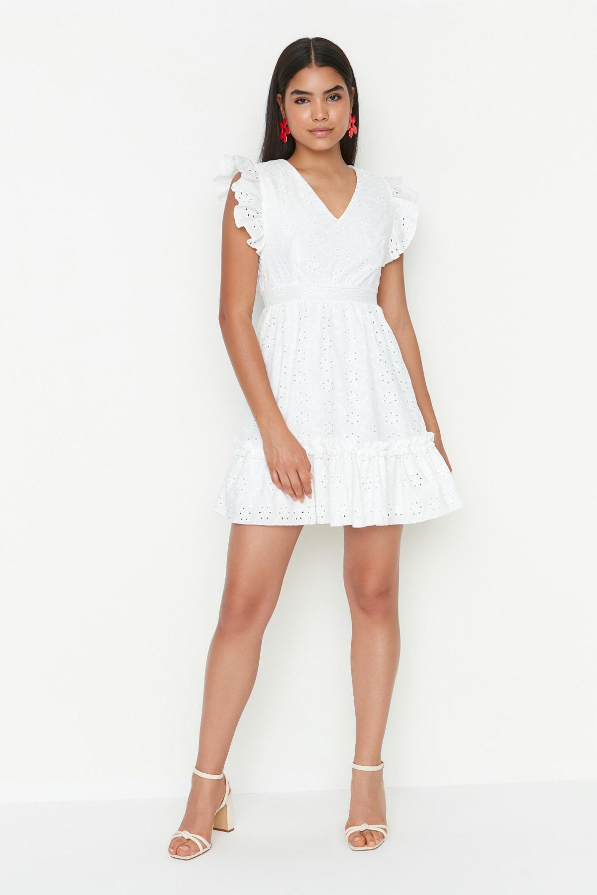 White Skater Mini Dress, , large image number 0