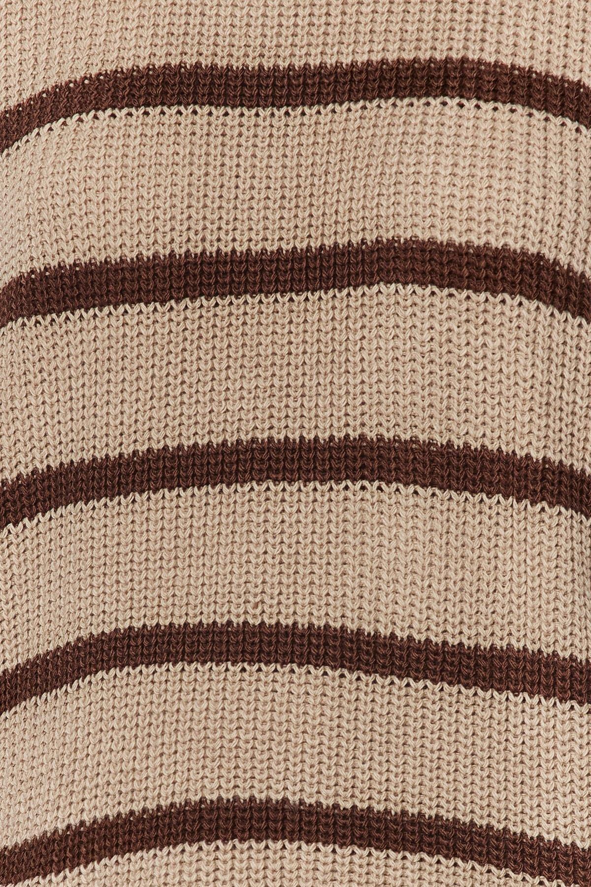 Beige Striped Oversize Sweater, , large image number 3