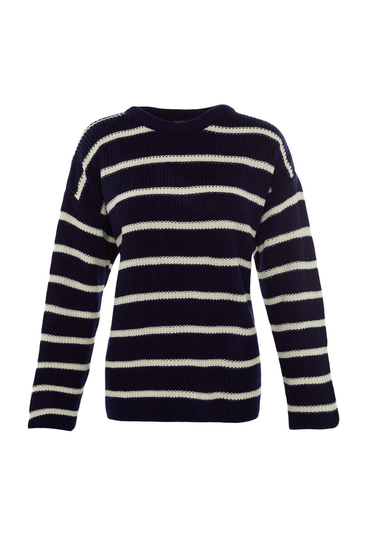 Navy Striped Oversize Sweater, , large image number 6
