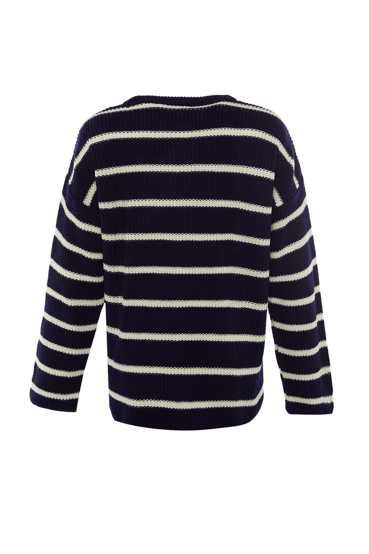 Navy Striped Oversize Sweater, , large image number 7
