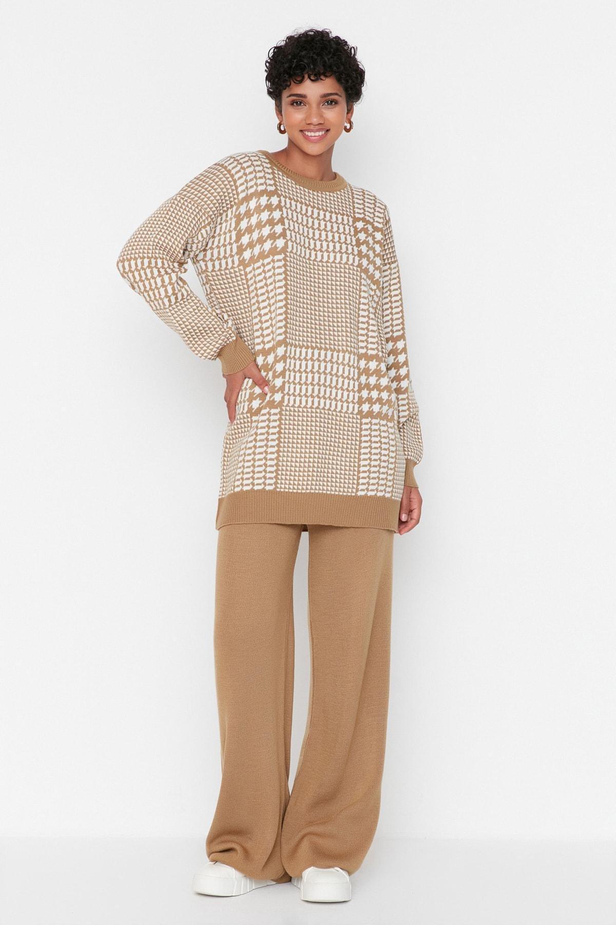 Brown Crew Neck Co-Ord Set, Brown, large image number 0