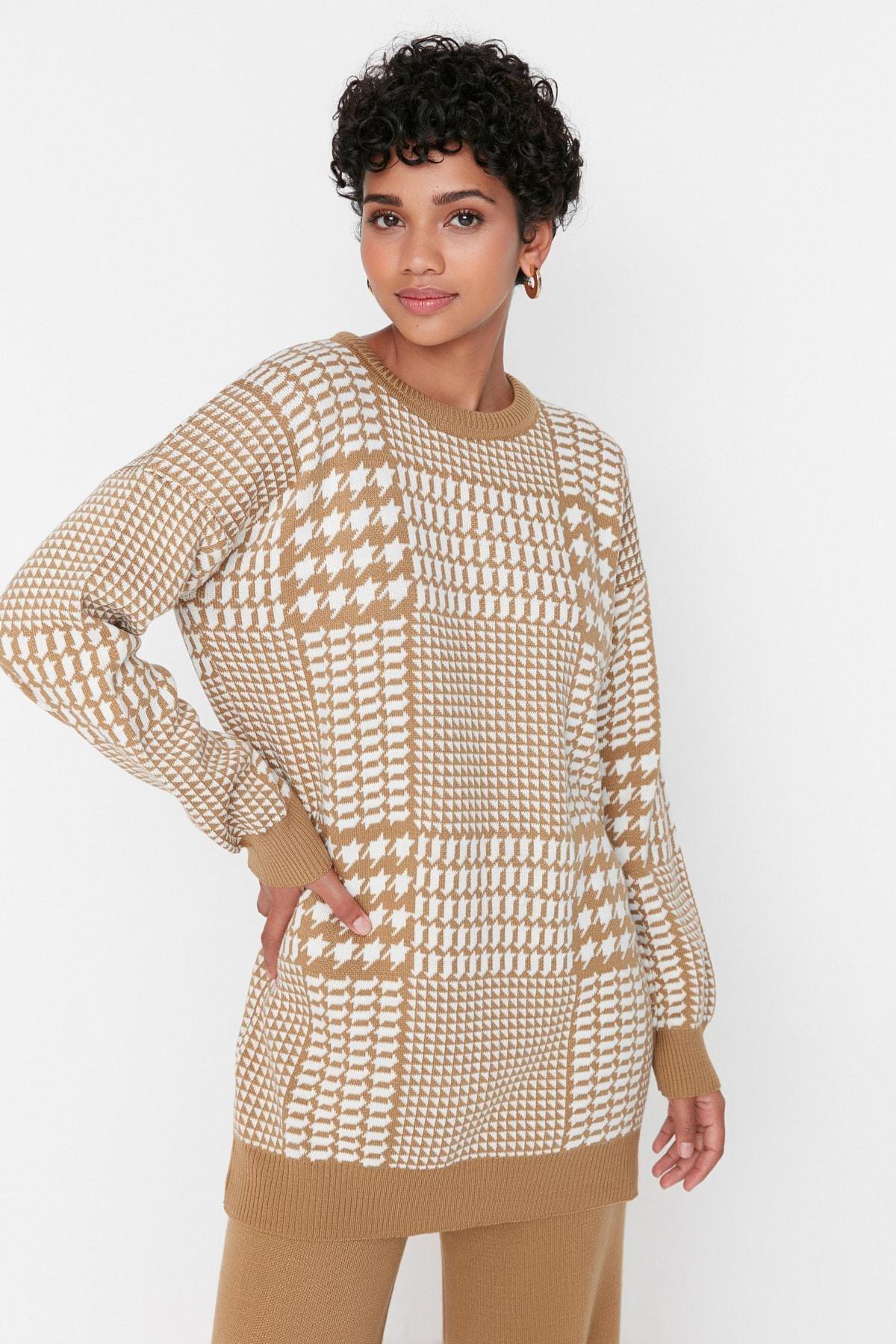 Brown Crew Neck Co-Ord Set, Brown, large image number 3