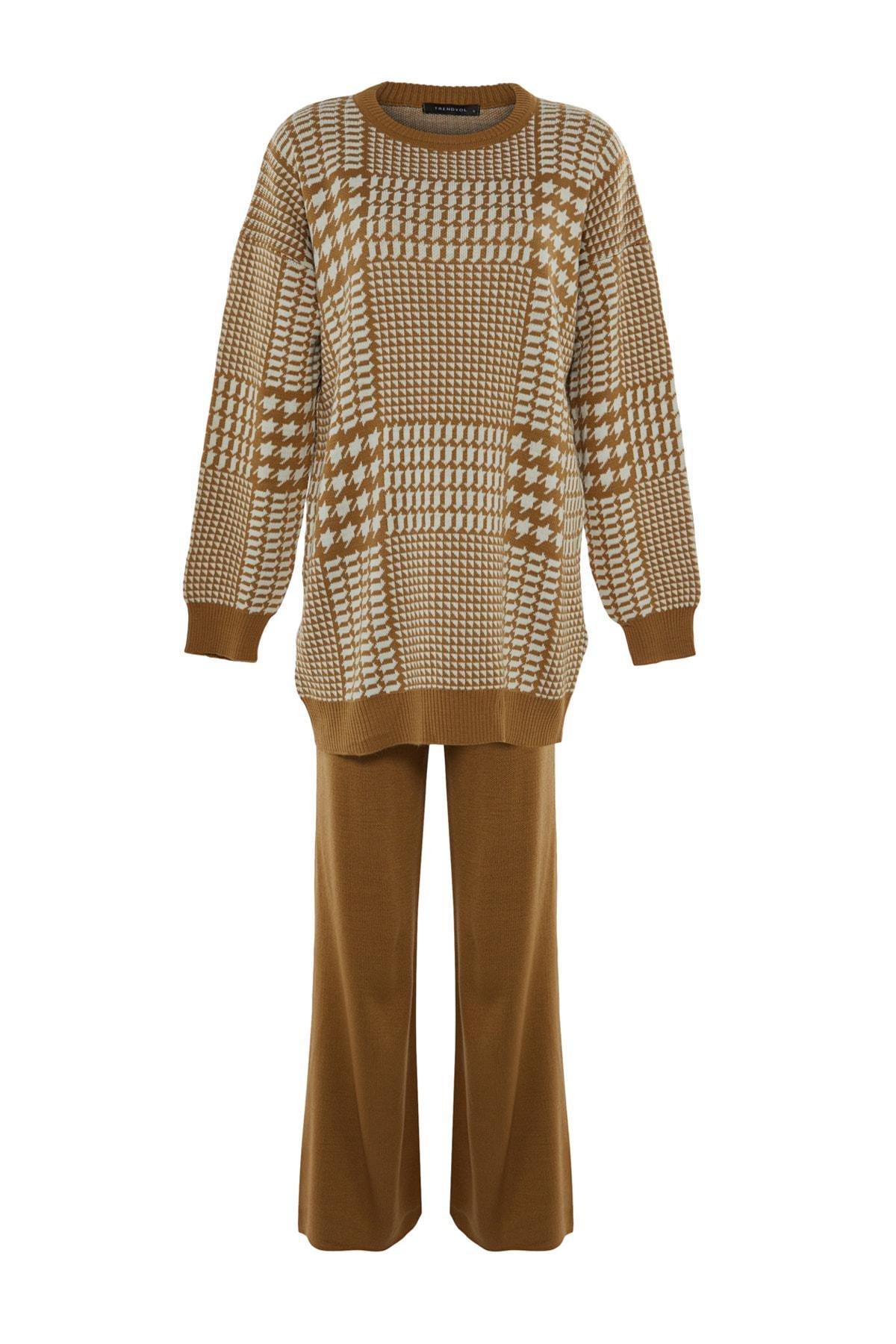 Brown Crew Neck Co-Ord Set, Brown, large image number 5