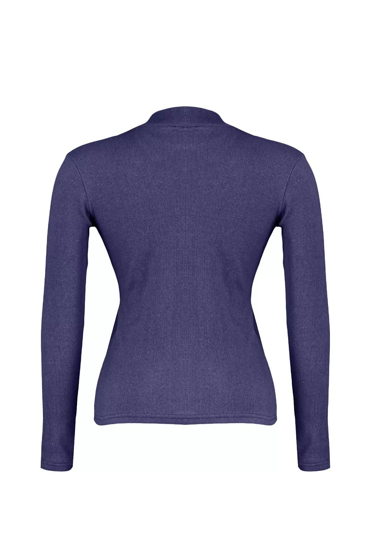 Navy Fitted Plus-Size Blouse, , large image number 5