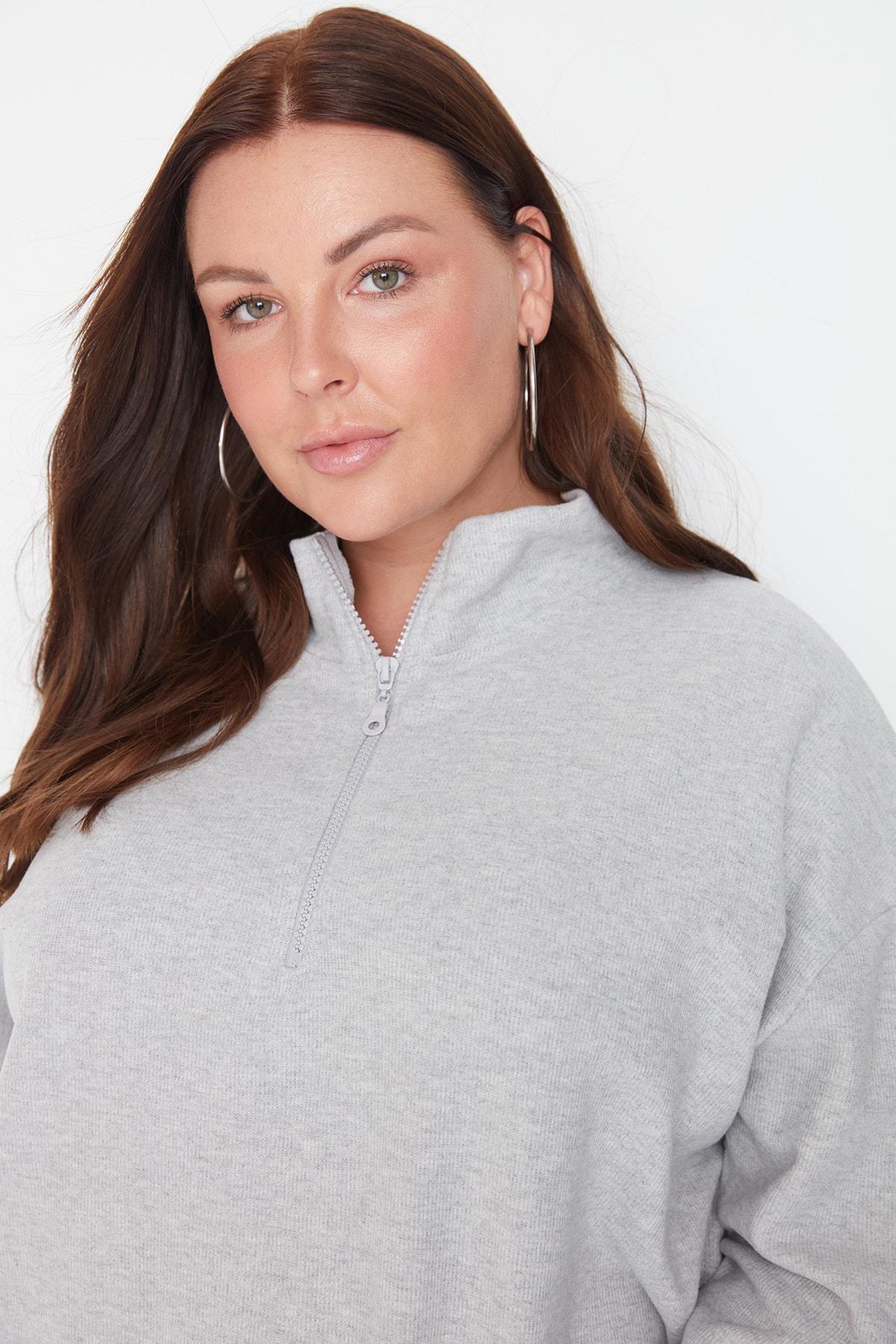 Grey Regular Plus Size Sweatshirt, , large image number 2