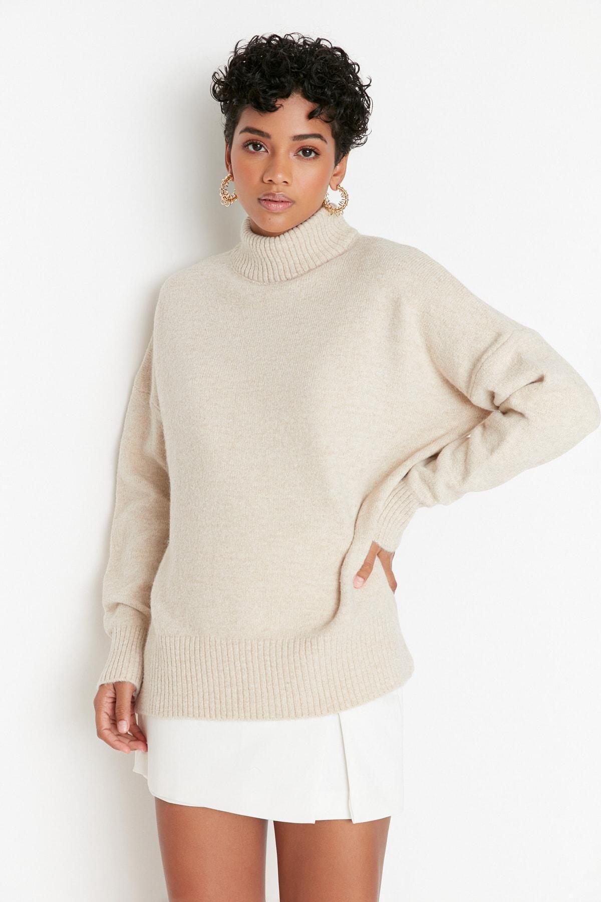 Beige Oversize Sweater, , large image number 0