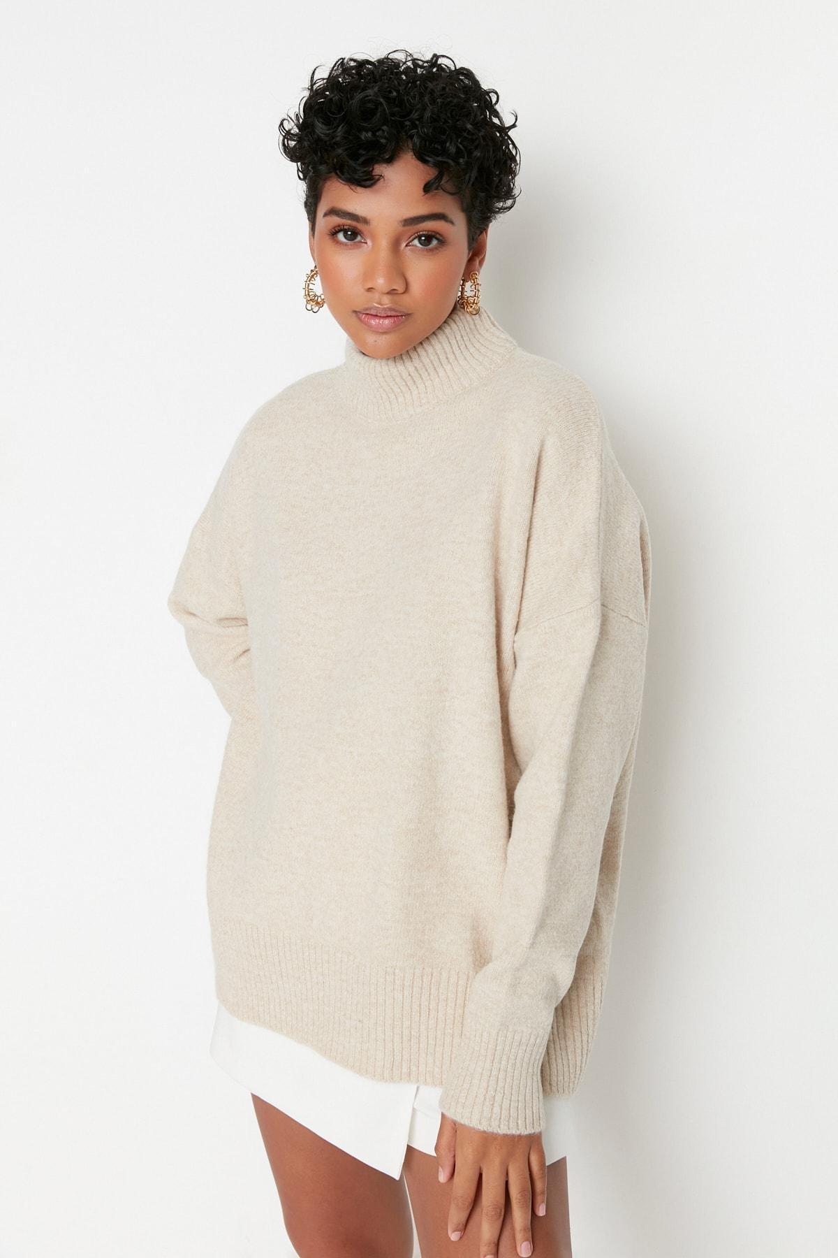 Beige Oversize Sweater, , large image number 2