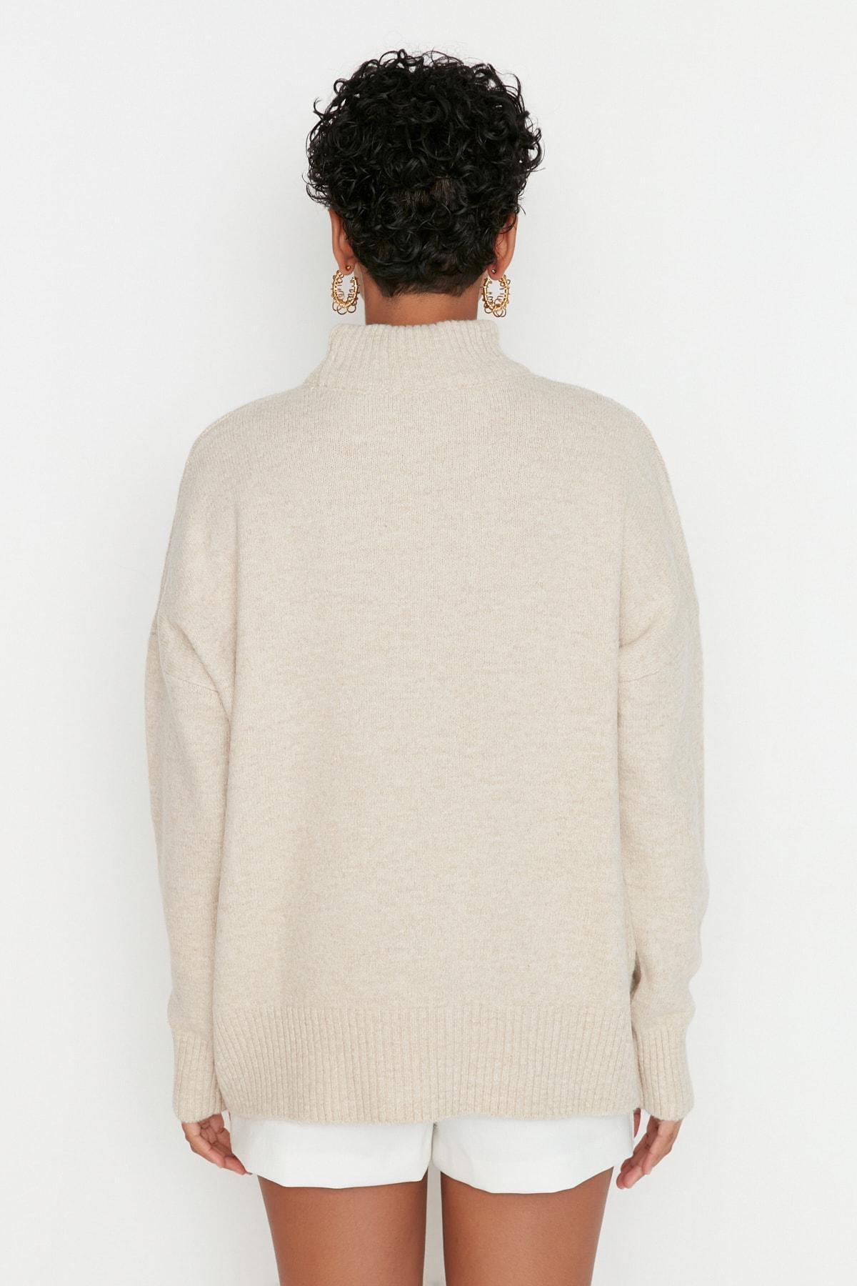 Beige Oversize Sweater, , large image number 4