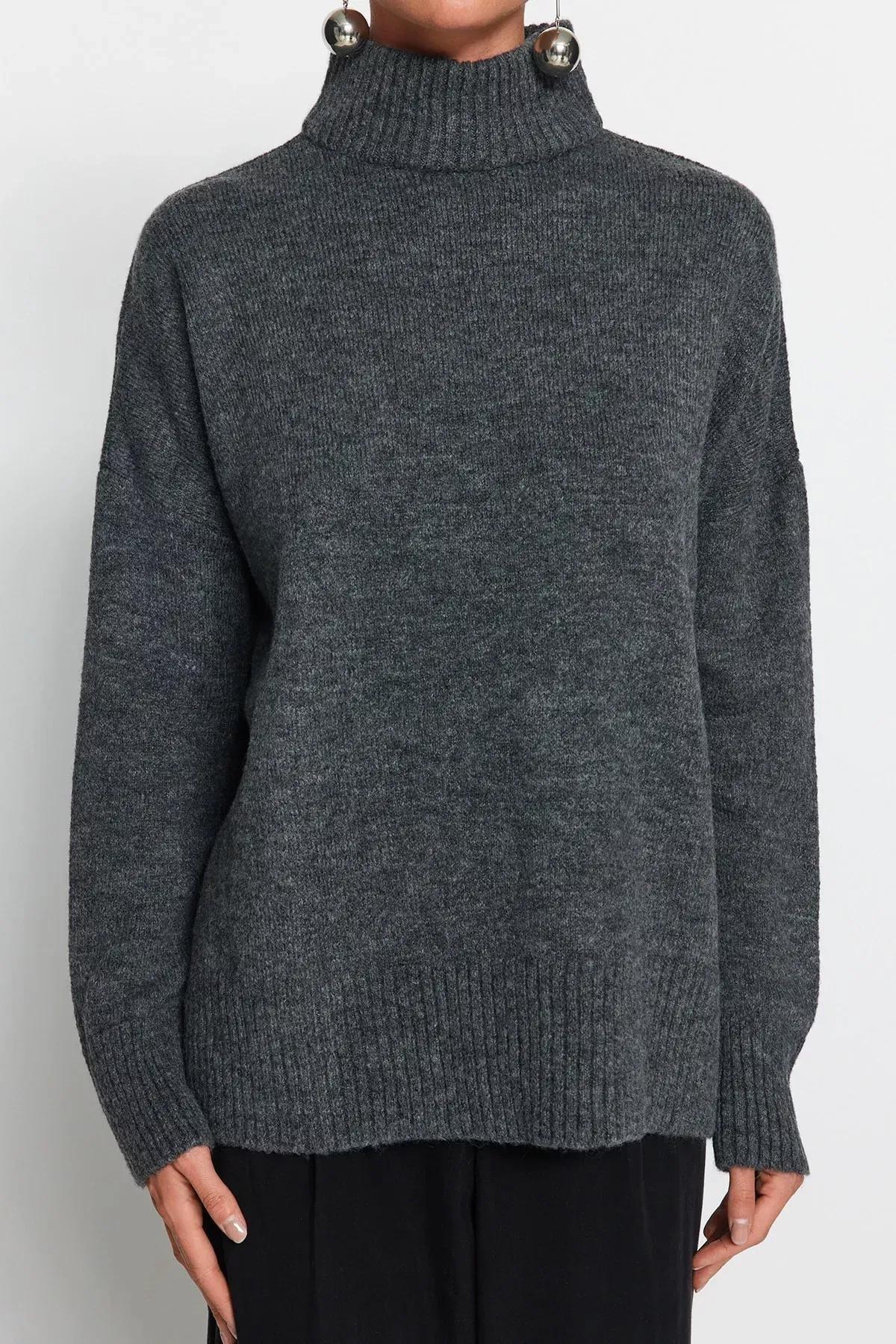Grey Oversize Sweater, Gray, large image number 3