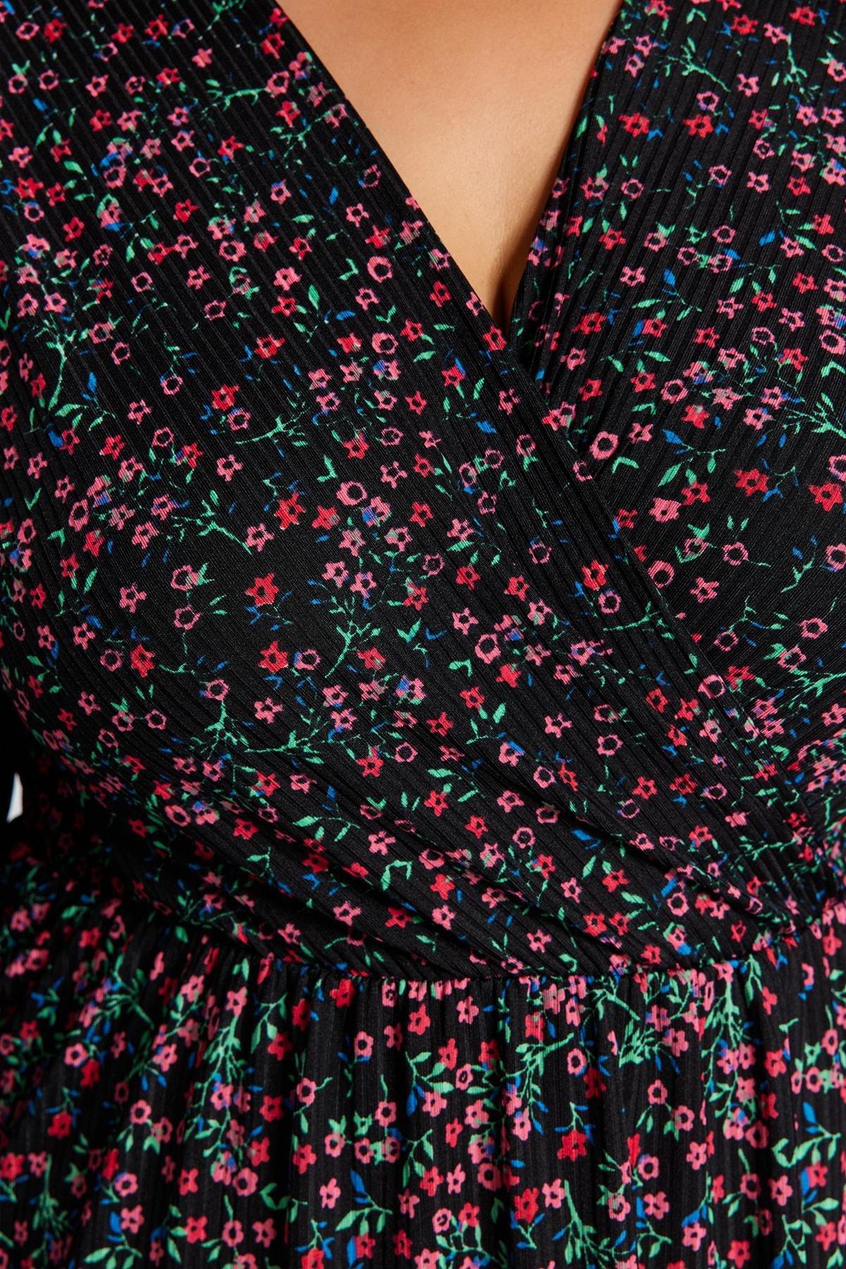 Black Printed Plus Size Dress, , large image number 3