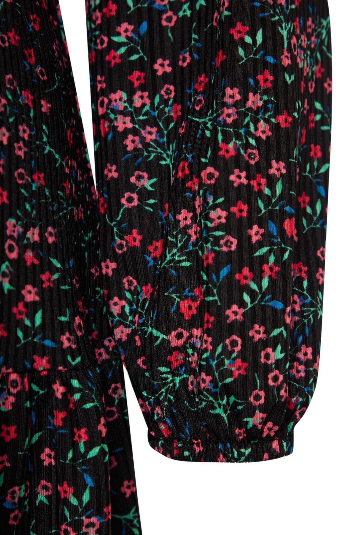 Black Printed Plus Size Dress, , large image number 5
