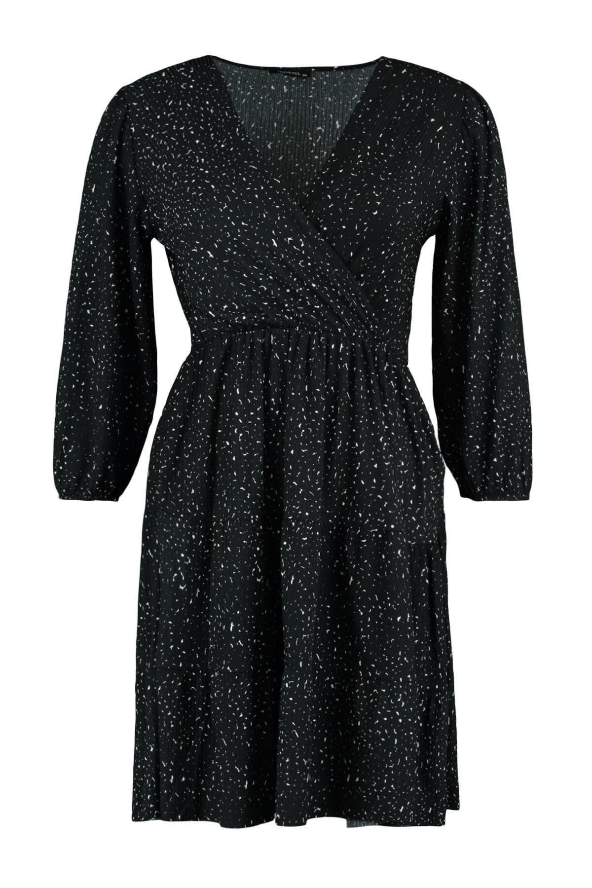 Black A-Line Plus Size Mini Dress, , large image number 6