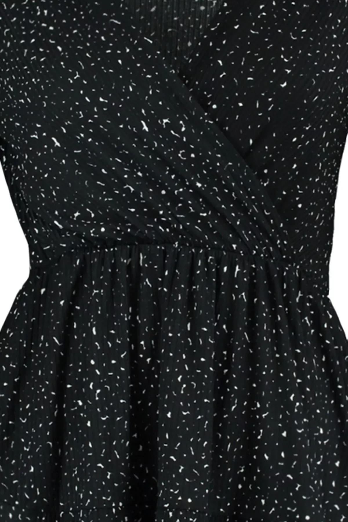 Black A-Line Plus Size Mini Dress, Black, medium