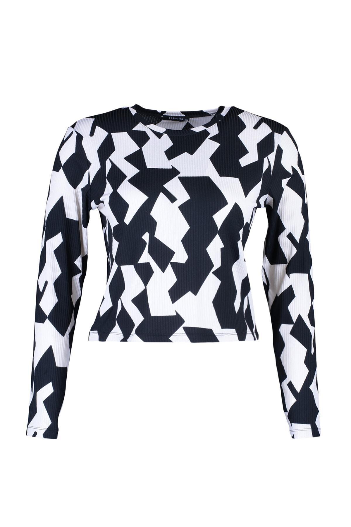 Multicolour Crew Neck Plus Size Blouse, , large image number 5