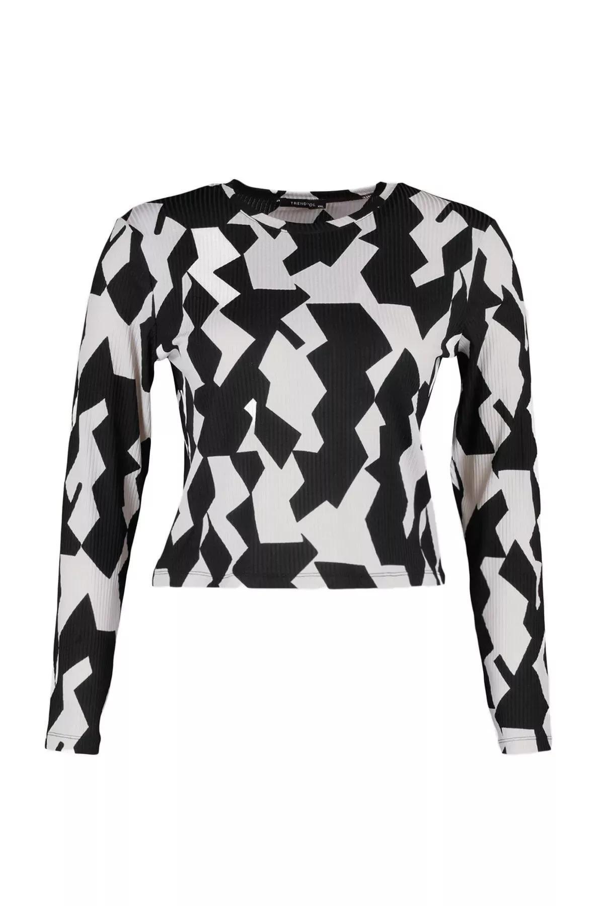 Multicolour Crew Neck Plus Size Blouse, , large image number 10