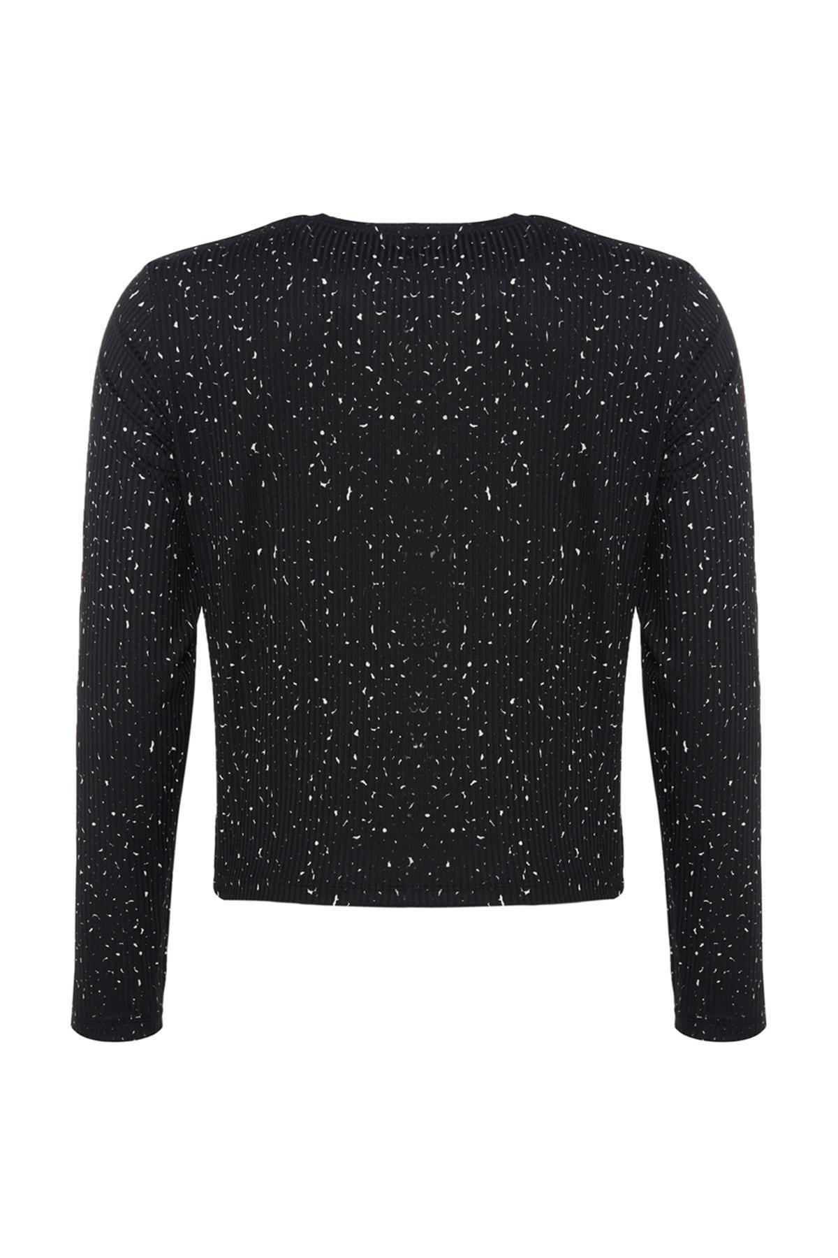 Black Crew Neck Plus Size Blouse, , large image number 6