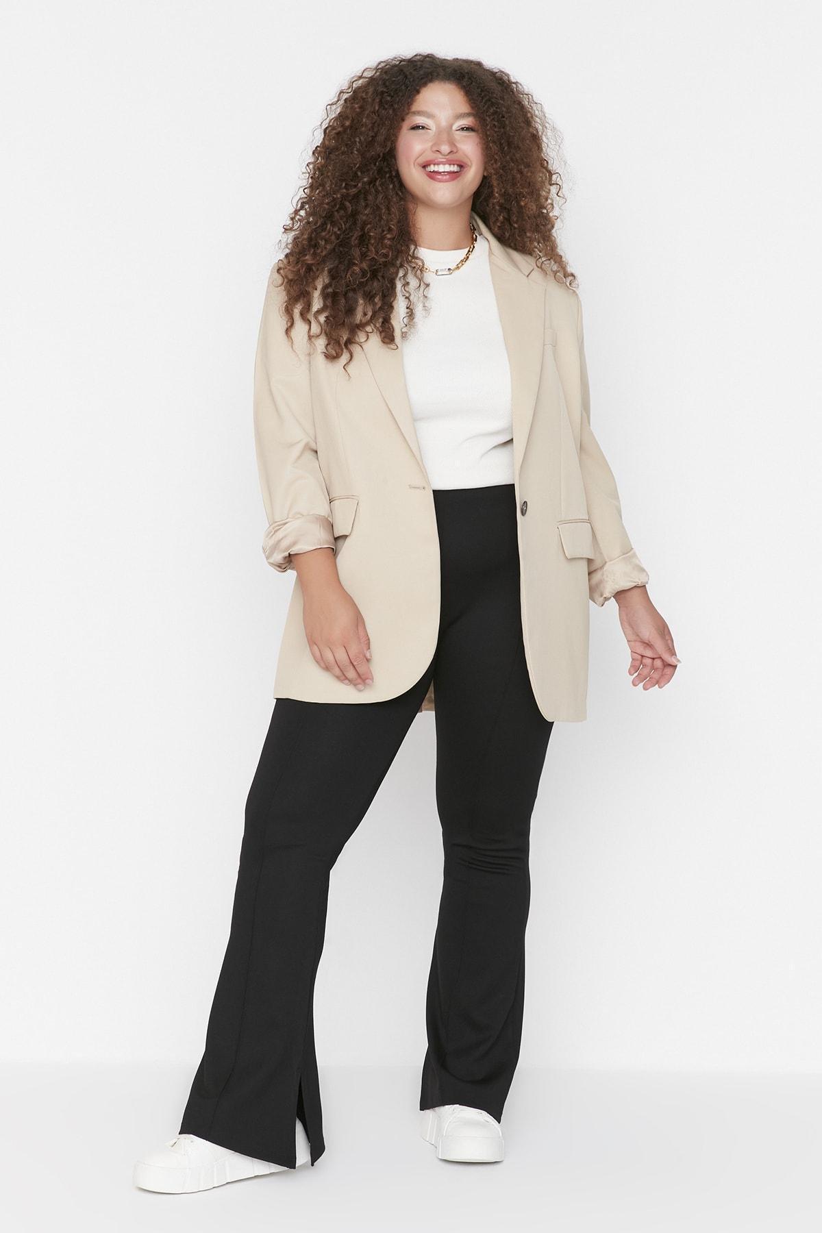 Black Bootcut Plus Size Pants, , large image number 0