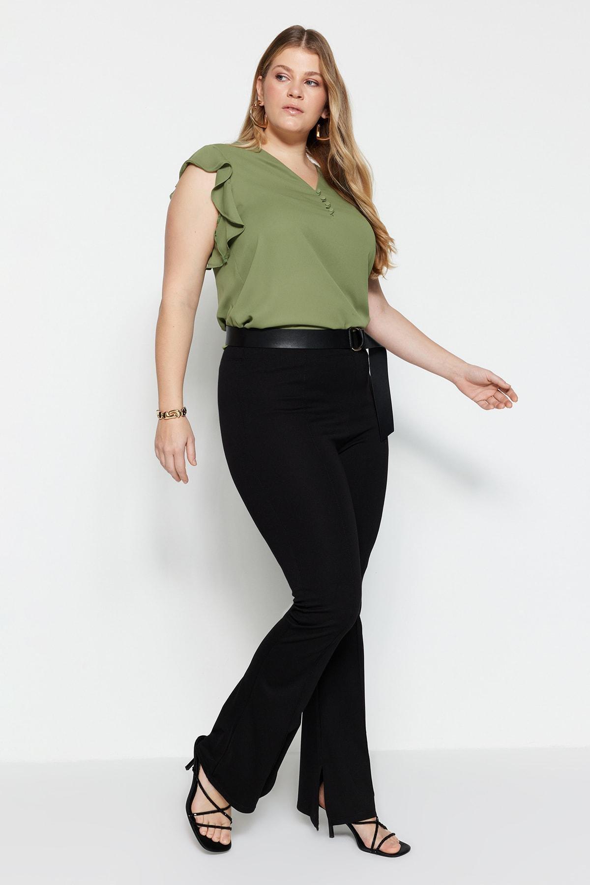 Black Bootcut Plus Size Pants, , large image number 2