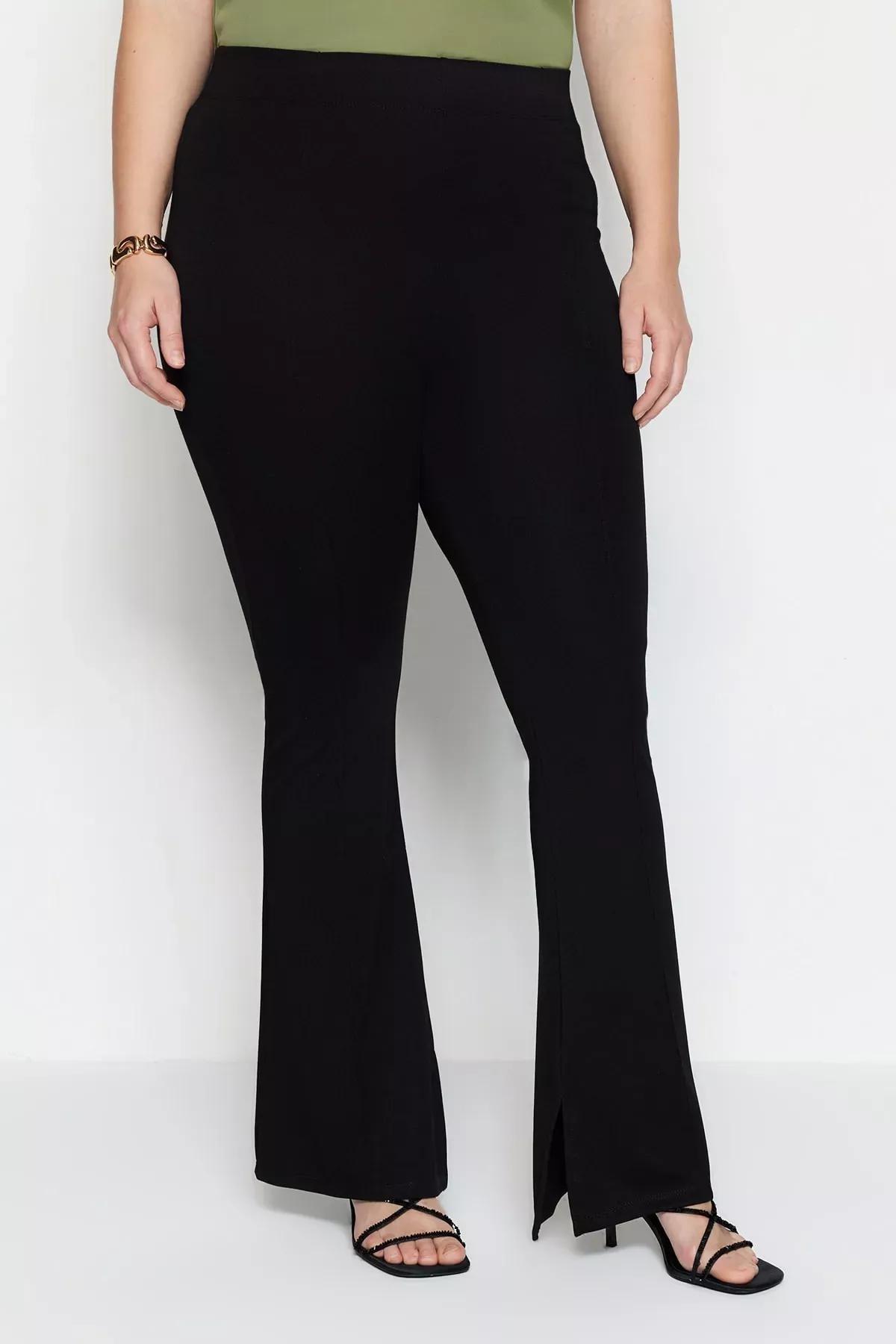 Black Bootcut Plus Size Pants, Black, large image number 3