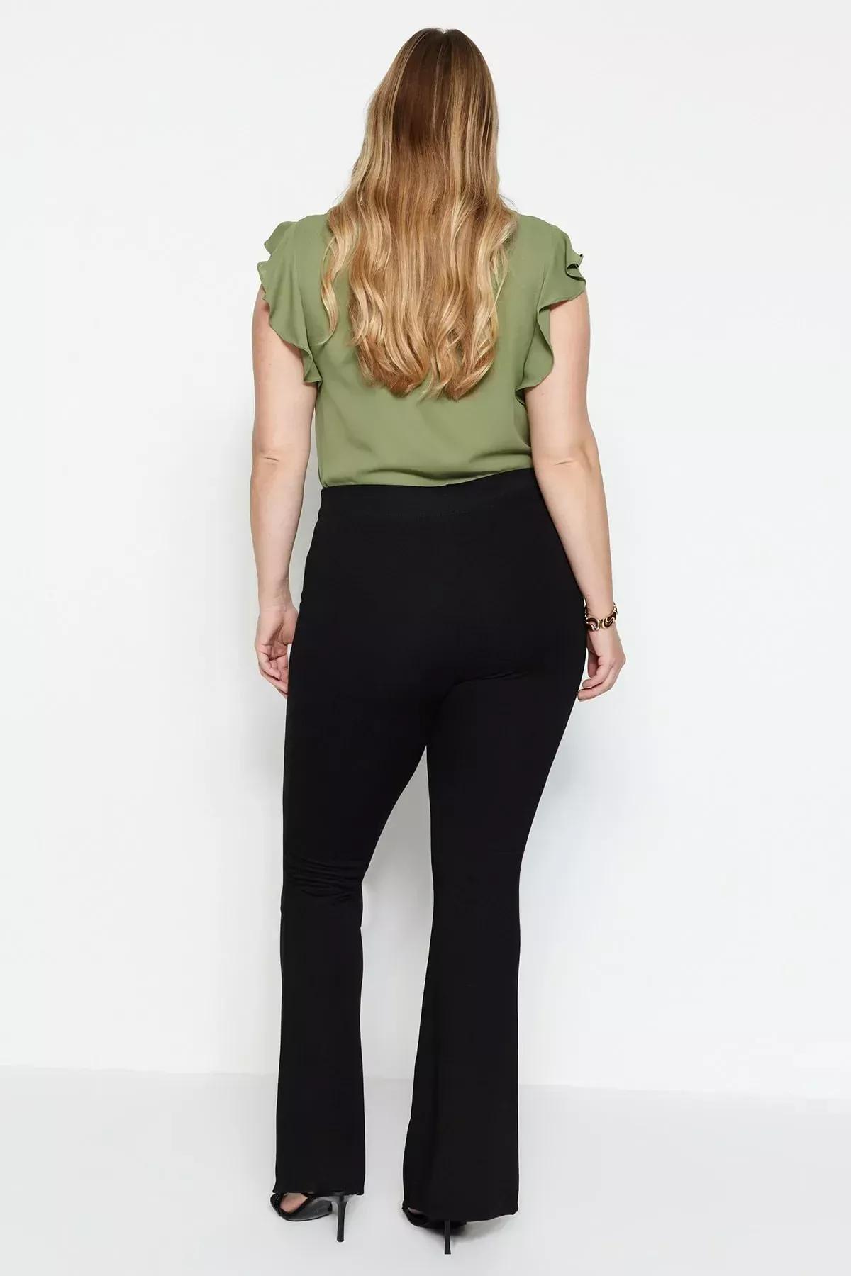Black Bootcut Plus Size Pants, Black, large image number 4