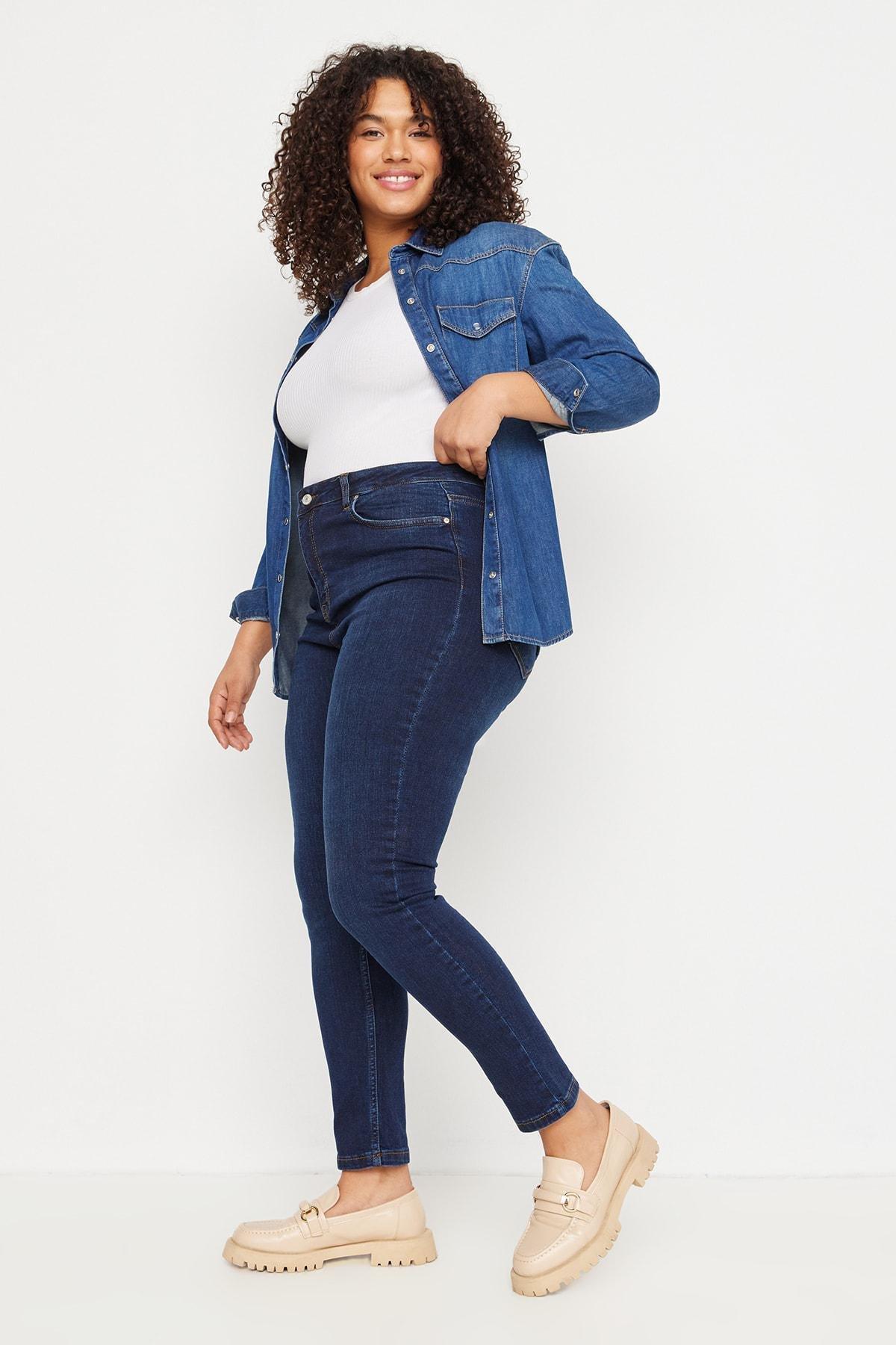 Blue High Waist Skinny Jeans, , large image number 1