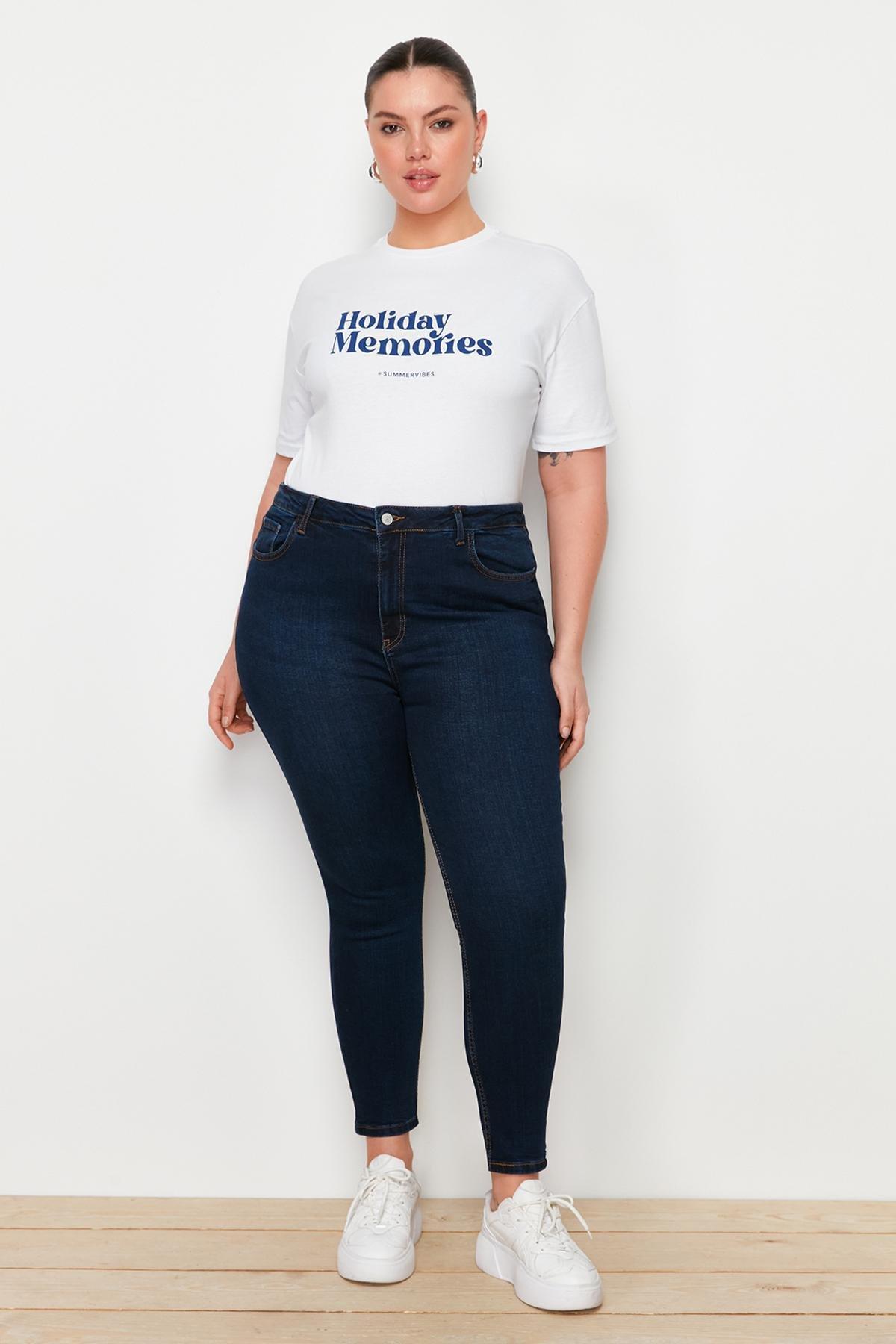 Blue High Waist Skinny Jeans, , large image number 2