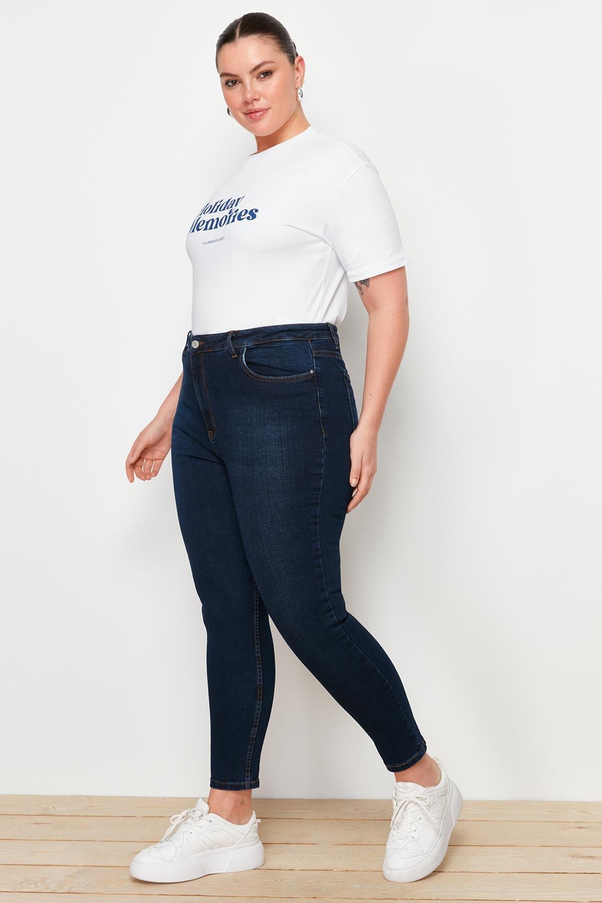 Blue High Waist Skinny Jeans, , large image number 4