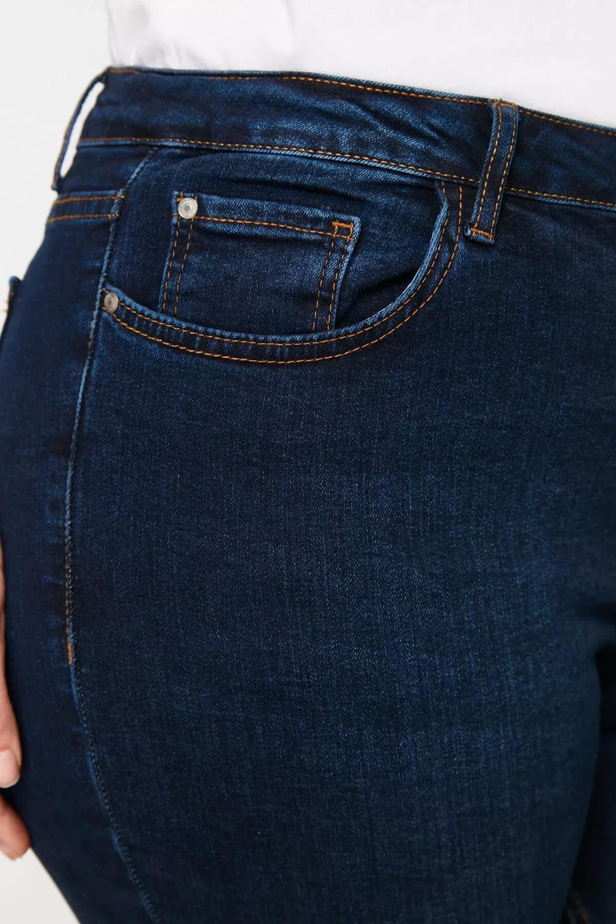 Blue High Waist Skinny Jeans, Dark blue, large image number 4