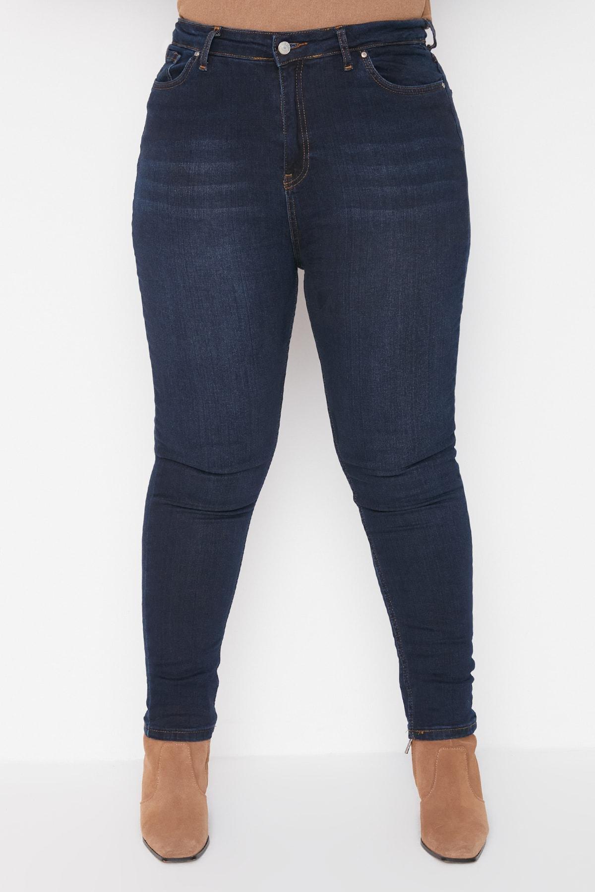 Blue High Waist Skinny Jeans, , large image number 5