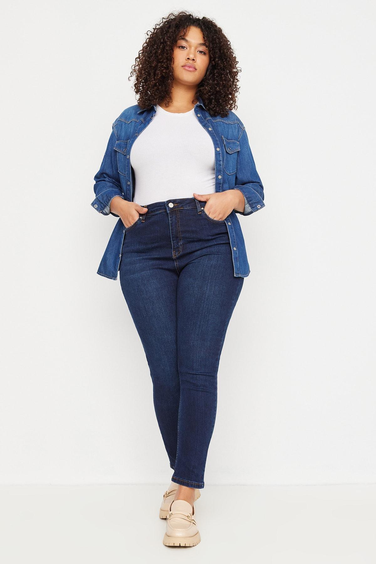 Blue High Waist Skinny Jeans, , large image number 6