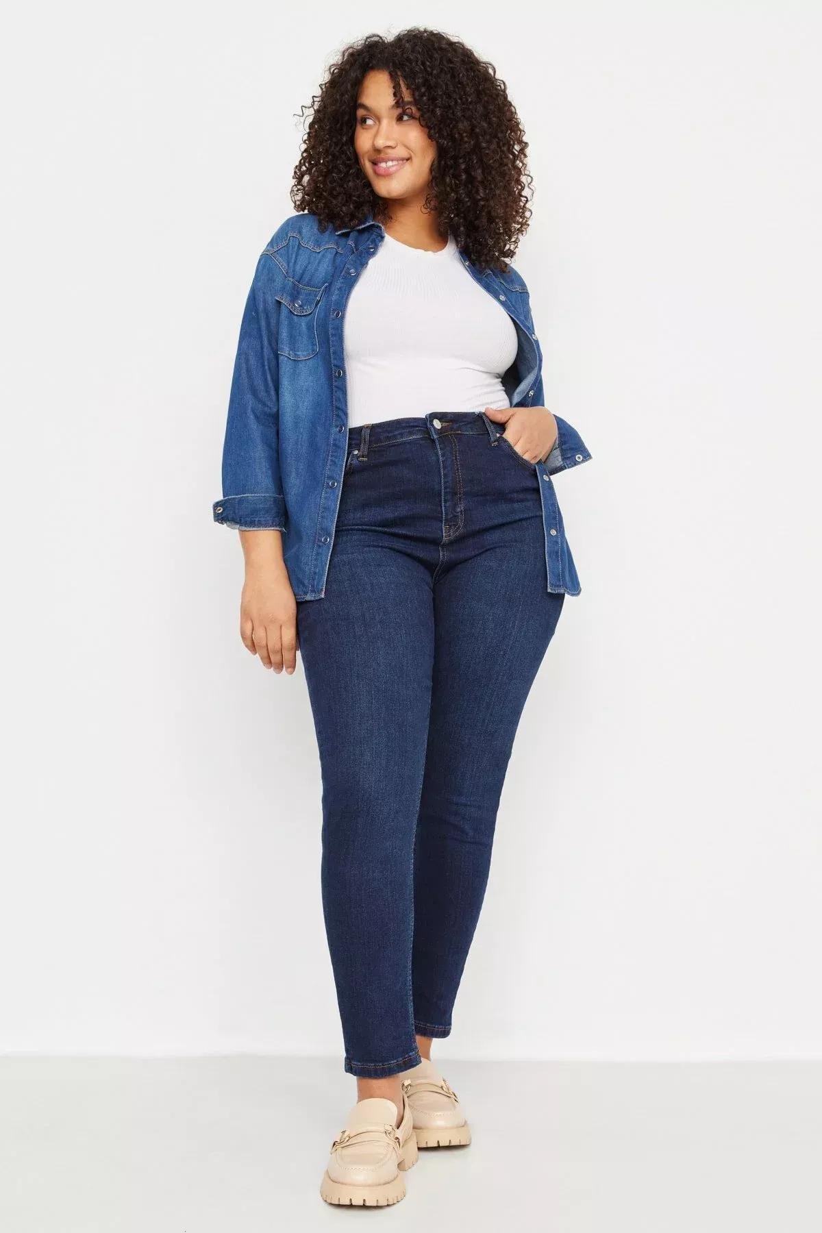 Blue High Waist Skinny Jeans, , large image number 6