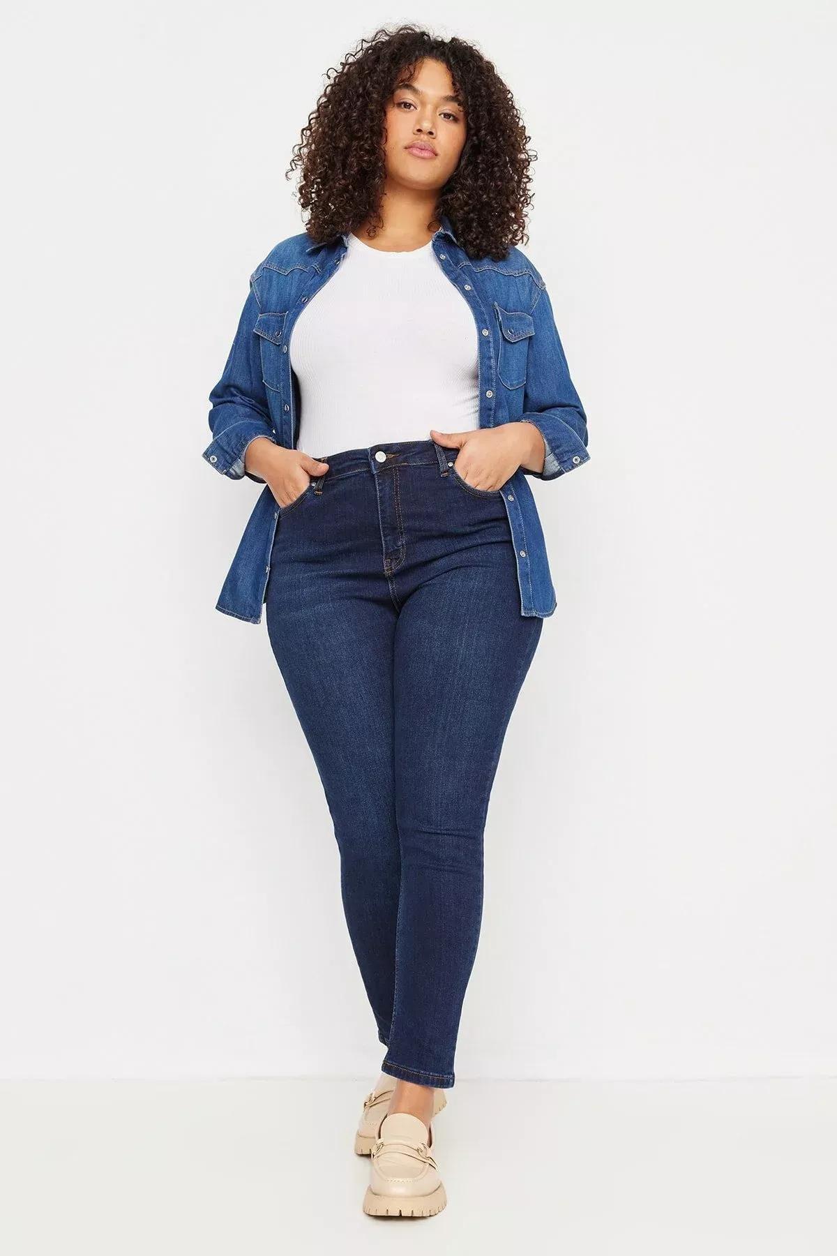 Blue High Waist Skinny Jeans, , large image number 7