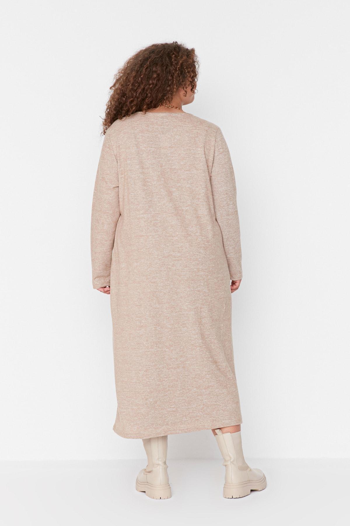 Beige Basic Plus Size Midi Dress, Set Of 3, , large image number 5