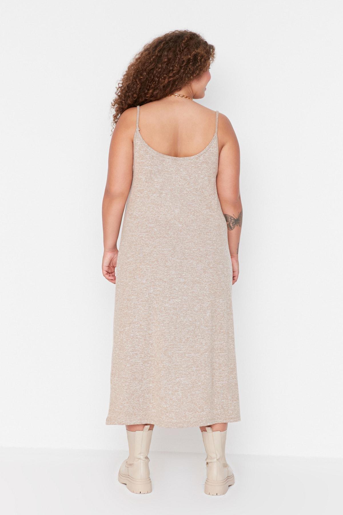 Beige Basic Plus Size Midi Dress, Set Of 3, , large image number 6