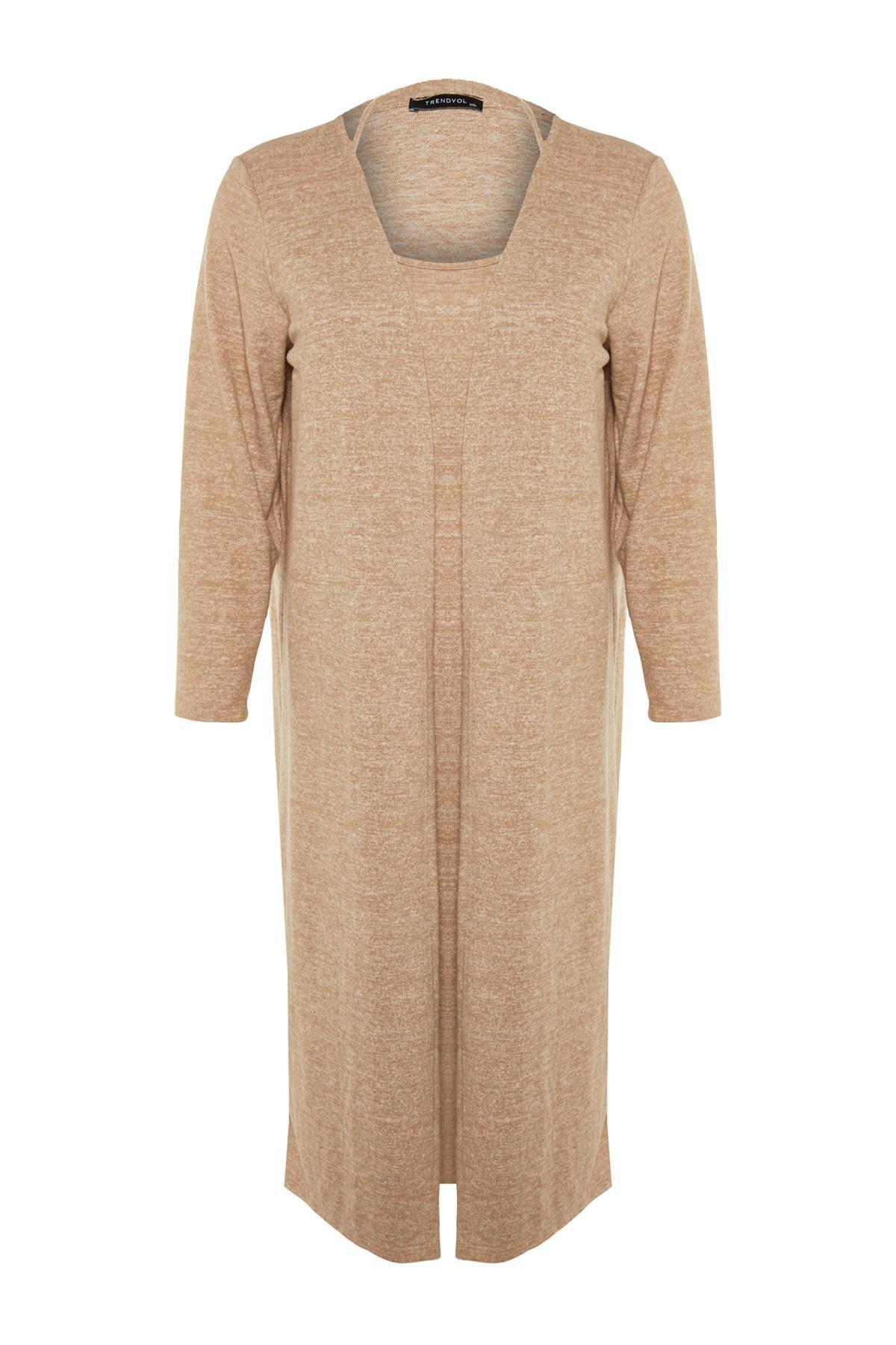 Beige Basic Plus Size Midi Dress, Set Of 3, , large image number 7