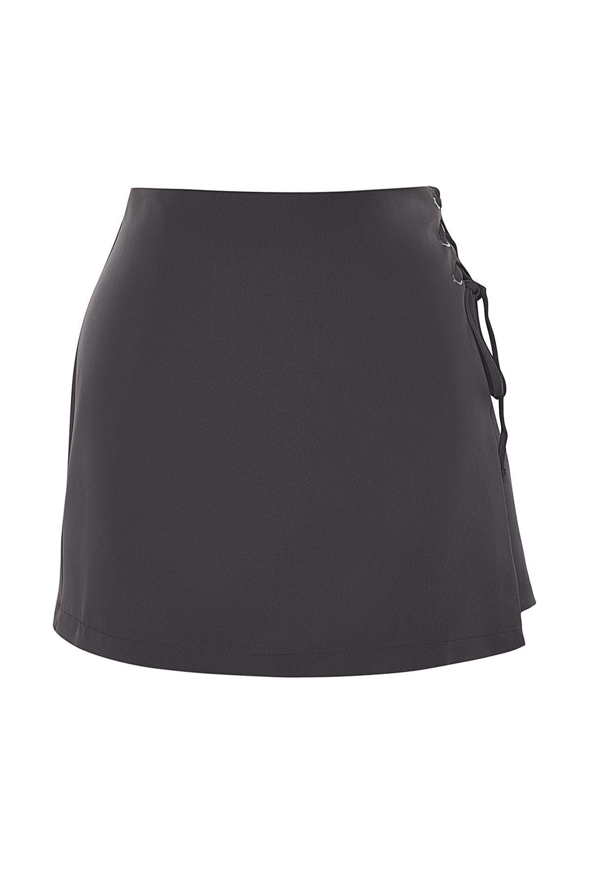 Gray High Waist Plus Size Shorts, Gray, large image number 6