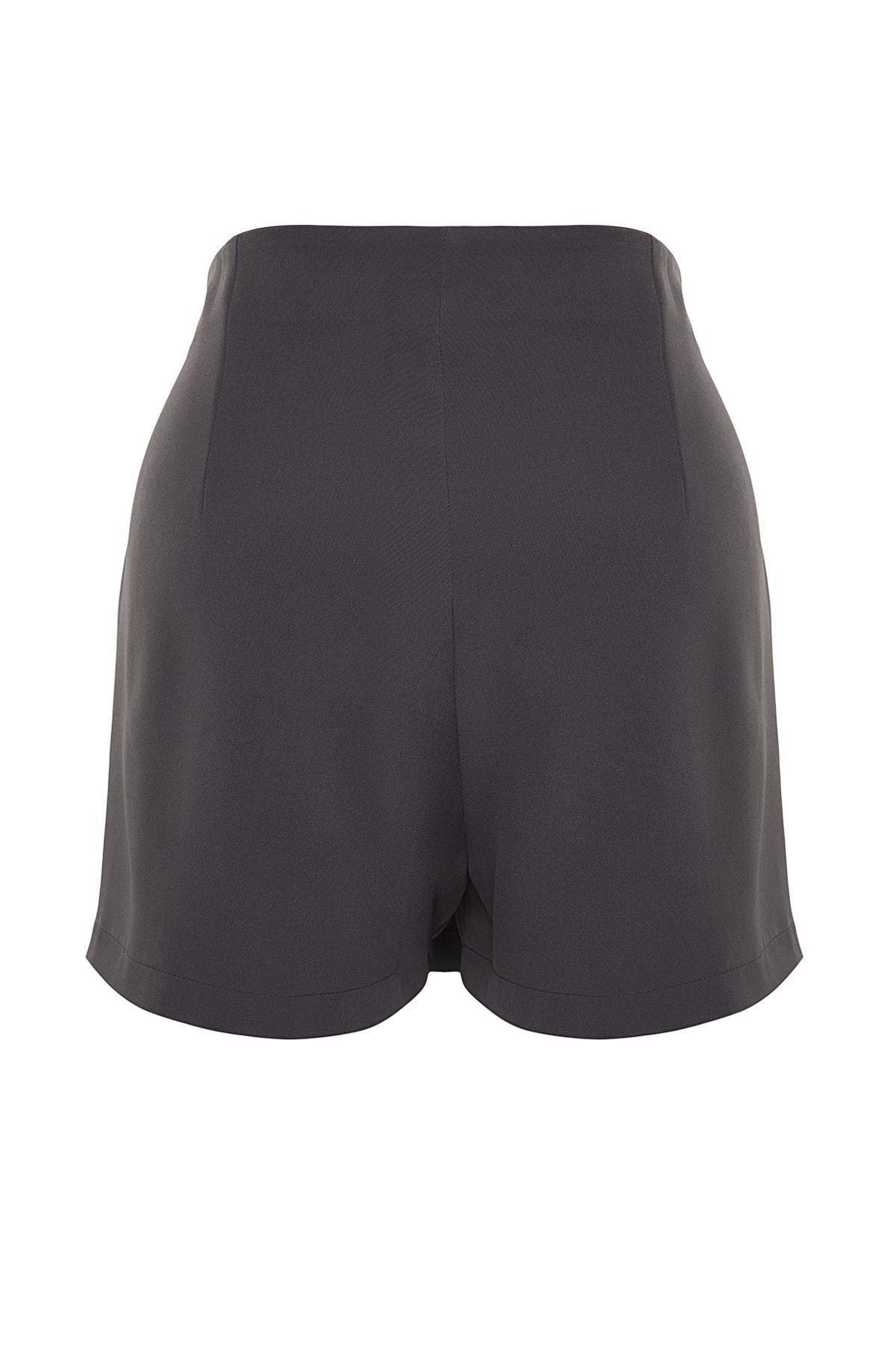 Gray High Waist Plus Size Shorts, Gray, large image number 8