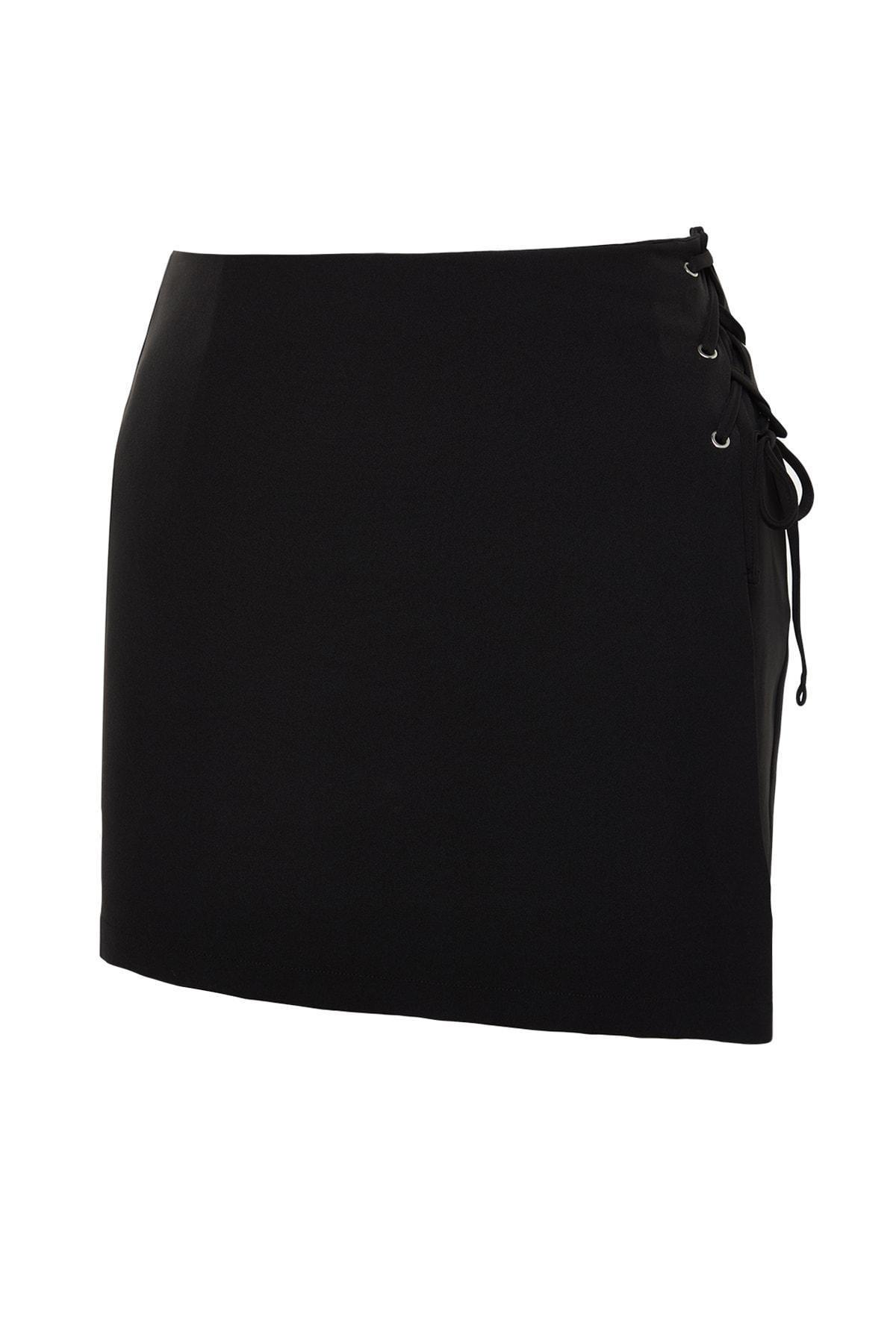 Black High Waist Plus Size Shorts, , large image number 5