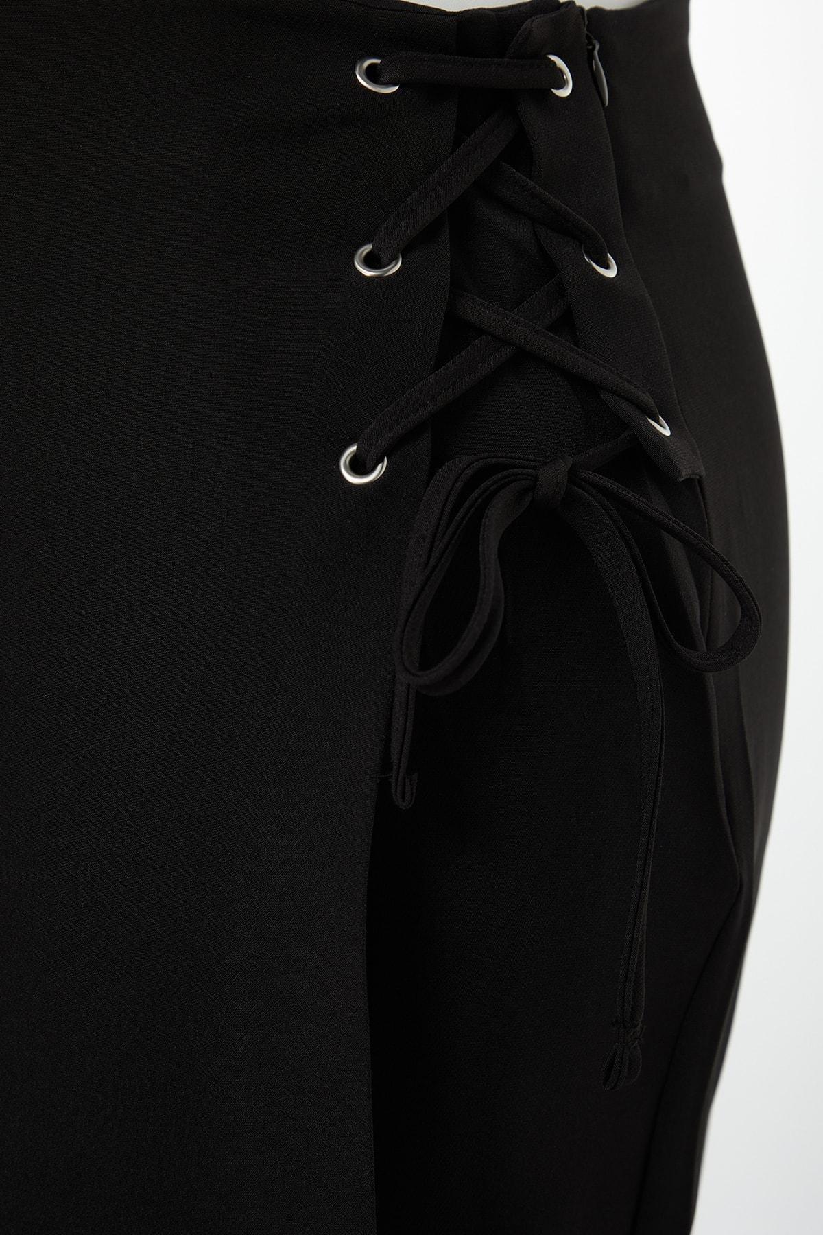 Black High Waist Plus Size Shorts, , large image number 6