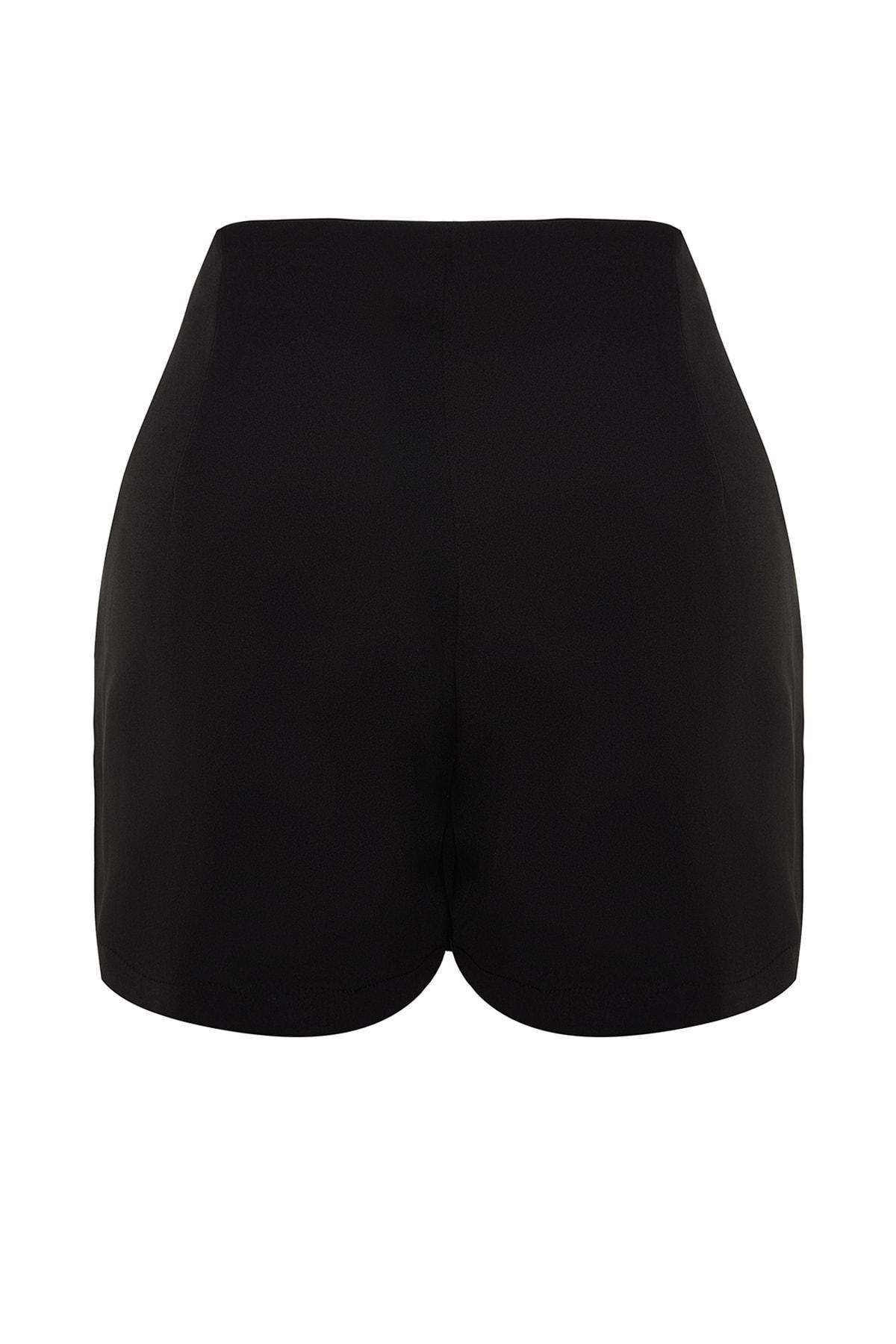 Black High Waist Plus Size Shorts, , large image number 7