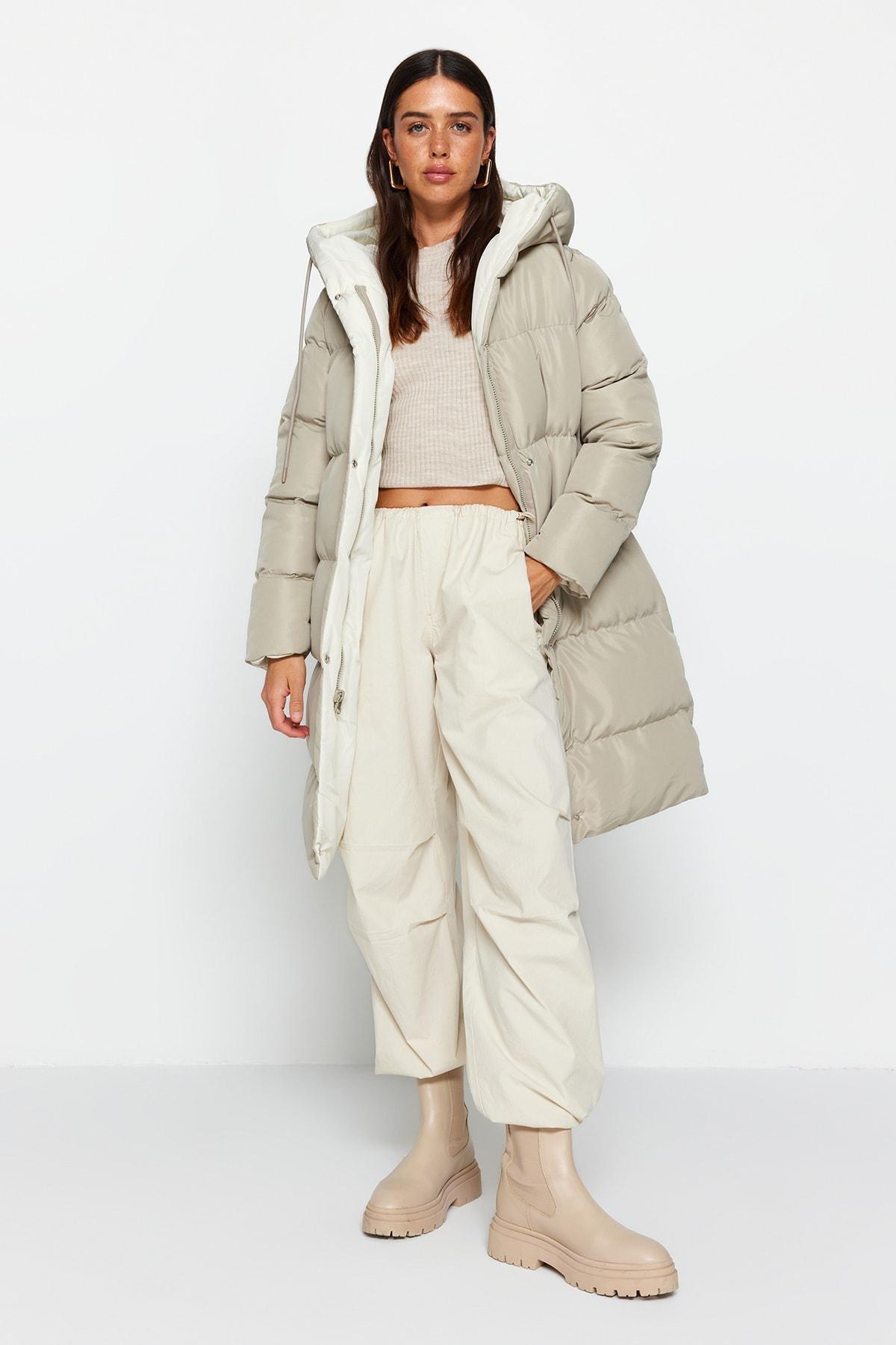 Grey Hooded Puffer Jacket, , large image number 0
