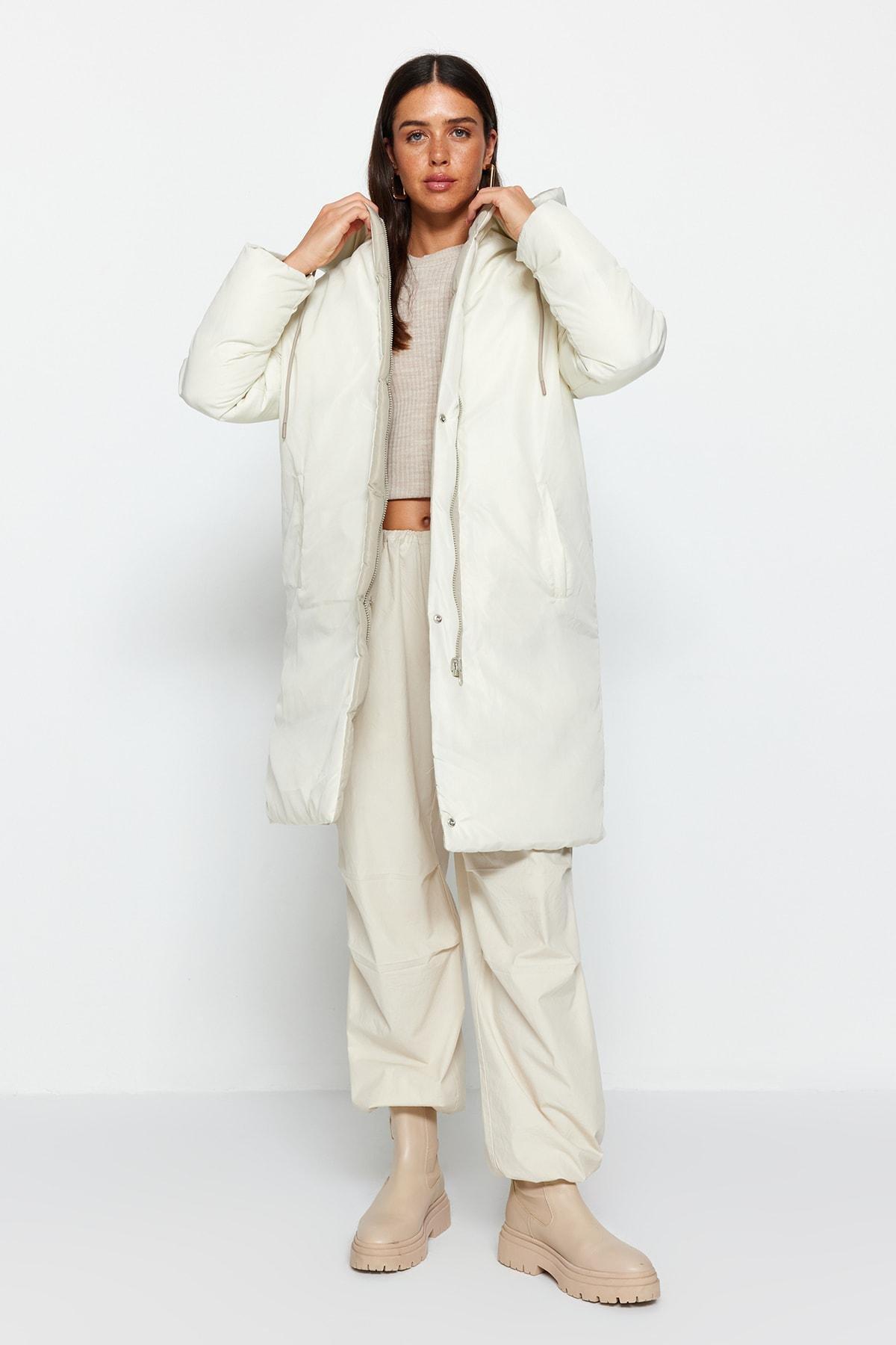 Grey Hooded Puffer Jacket, , large image number 1